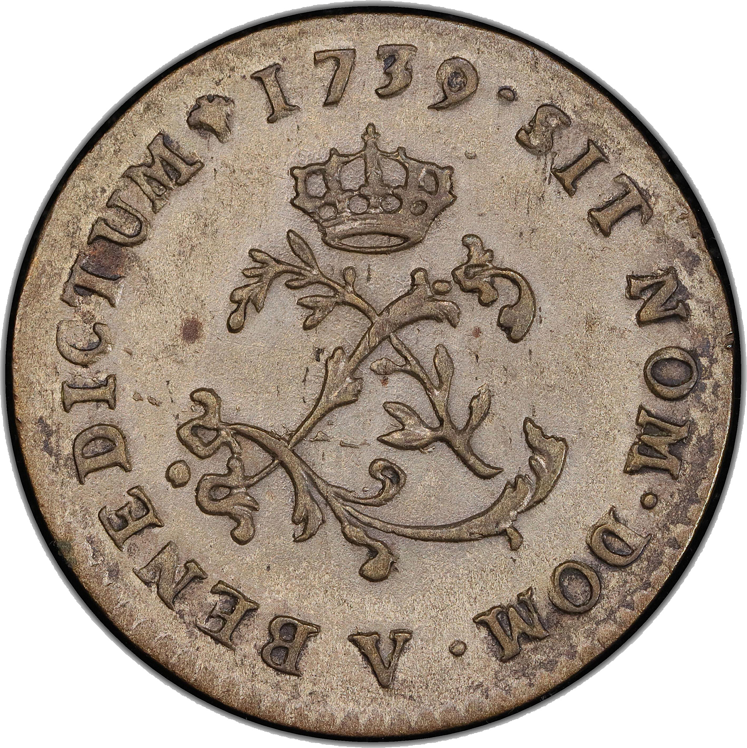 1739-V Sou Marque. Troyes Mint. Vlack-191. Rarity-3. AU-58 (PCGS).