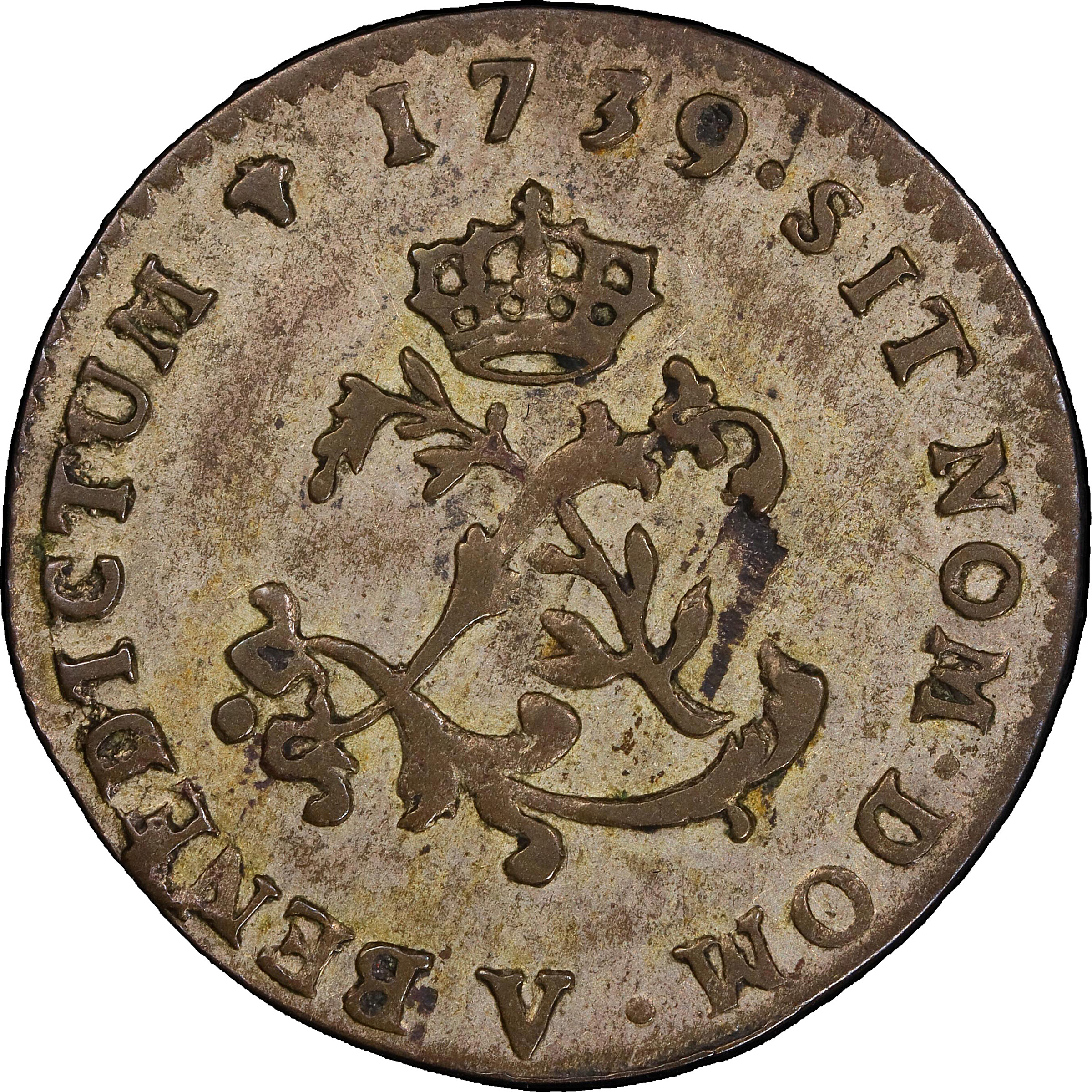 1739-V Sou Marque. Troyes Mint. Vlack-191. Rarity-3. AU-53 (PCGS).