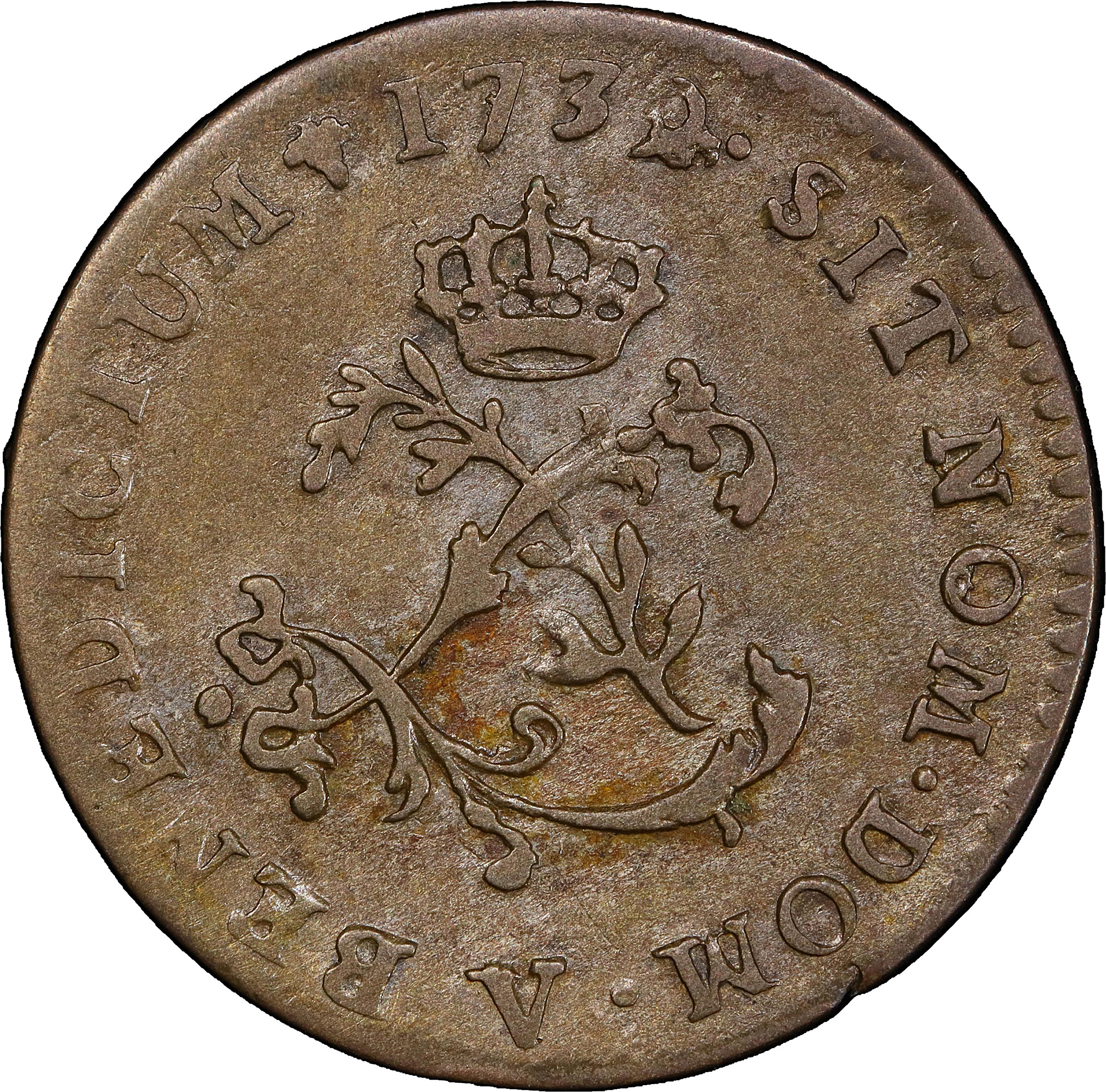 1739-V Sou Marque. Troyes Mint. Vlack-191b. Rarity-8. VF-30 (PCGS).