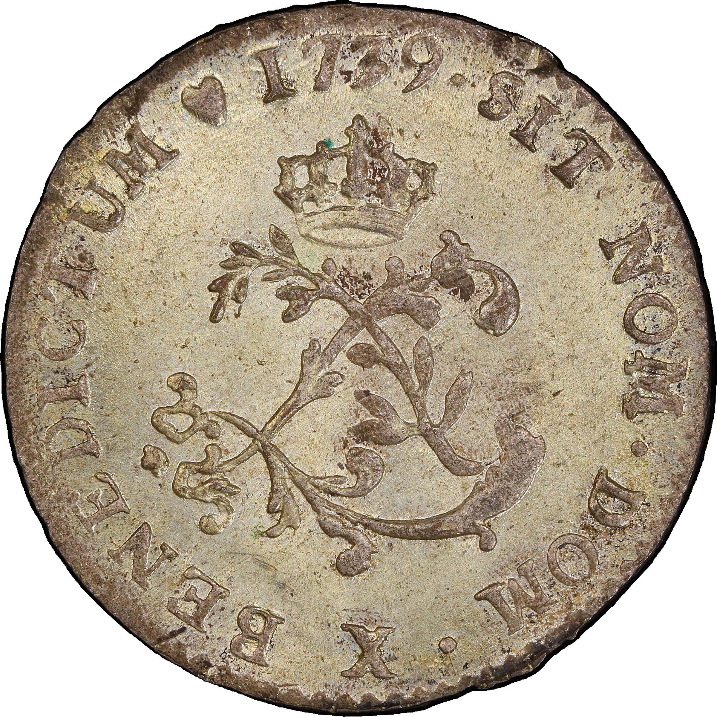 1739-X Sou Marque. Amiens Mint. Vlack-213. Rarity-7. MS-64 (PCGS).