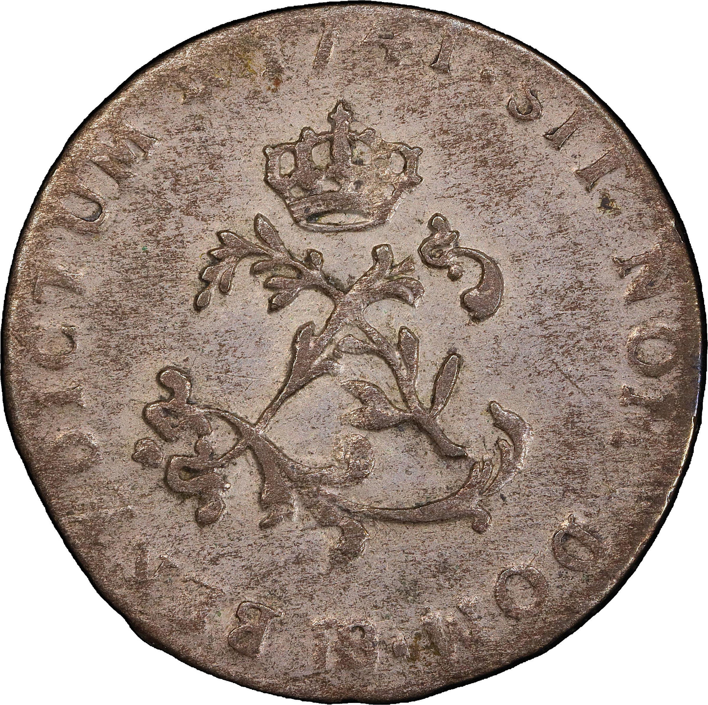 1741-BB Sou Marque. Strasbourg Mint. Vlack-253a. Rarity-6. AU-55 (PCGS).