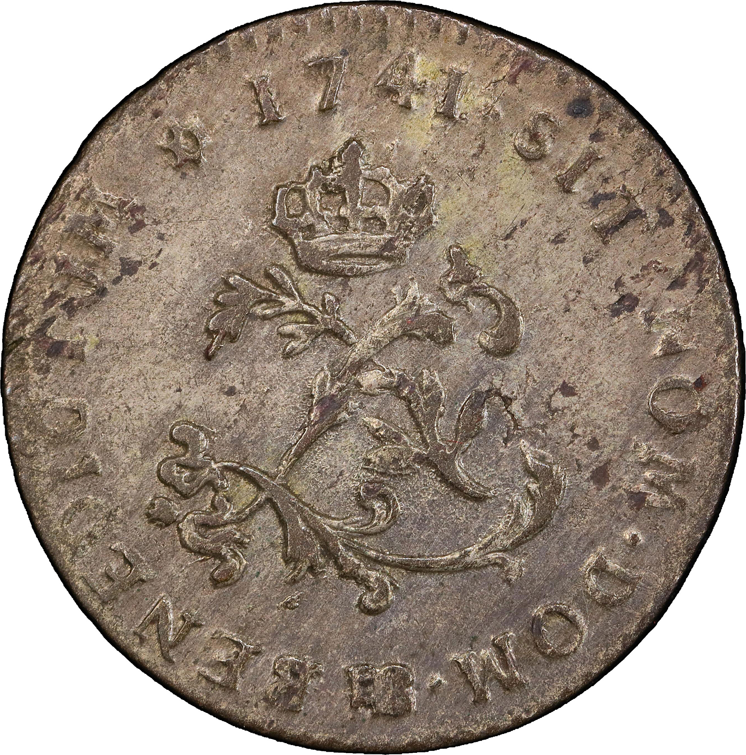 1741-BB Sou Marque. Strasbourg Mint. Vlack-253a, var. Stop After SIT. AU-55 (PCGS).