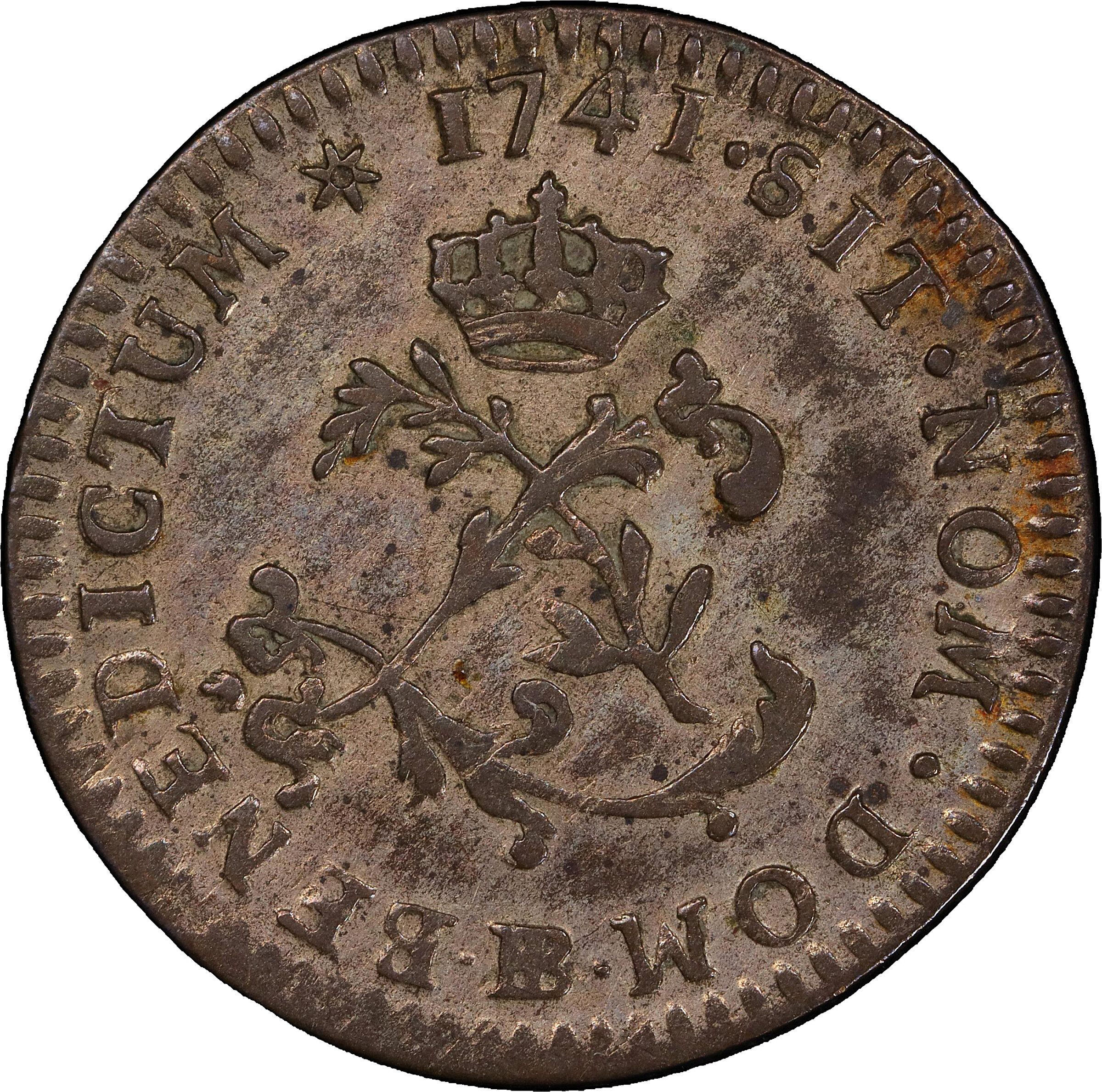 1741-BB Sou Marque. Strasbourg Mint. Vlack-253b. Rarity-6. AU-53 (PCGS).