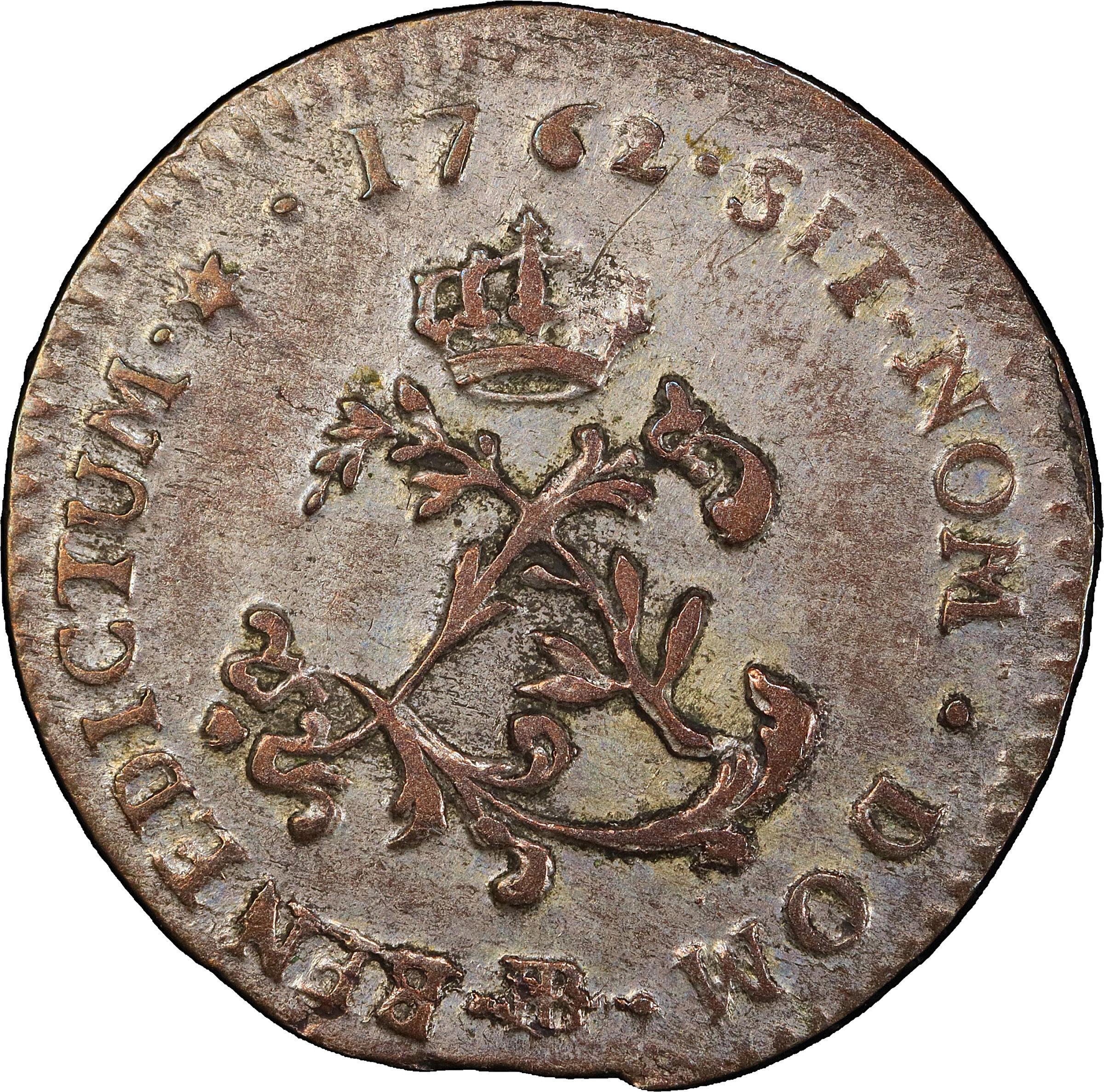 1762-BB Sou Marque. Strasbourg Mint. Vlack-276a. Rarity-2. AU-50 (PCGS).