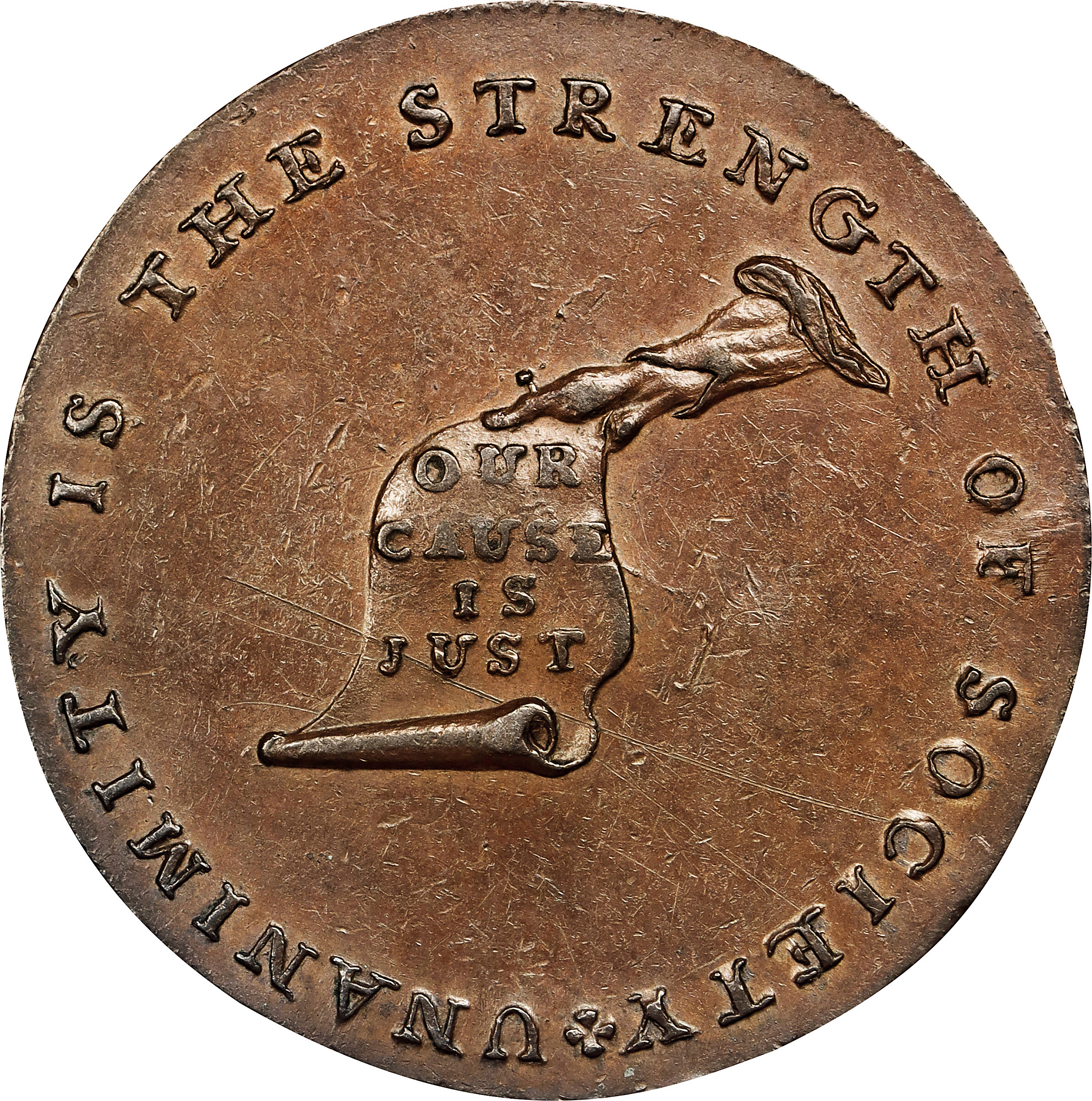 Undated (ca. 1793-1795) Kentucky Token. W-8810. Rarity-2. Copper. LANCASTER Edge. Blundered Edge Lettering. AU-50 (PCGS).