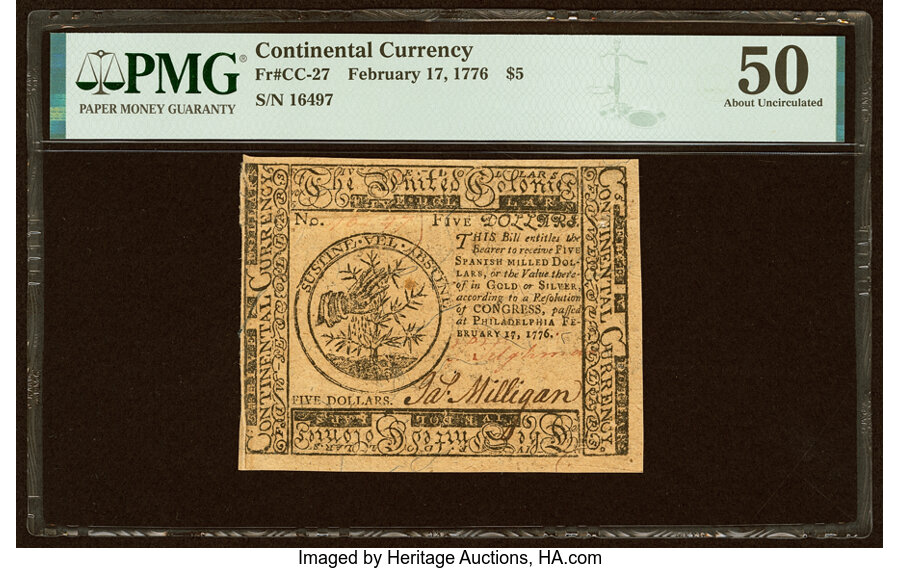 Feb 17, 1776 $5  Continental Congress (Fr. CC27) VG8 thumbnail 19
