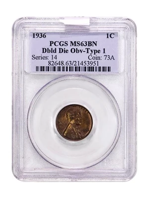 image for: 1C 1936 DBLD DIE OBV-TYPE 1 PCGS MS63 BN