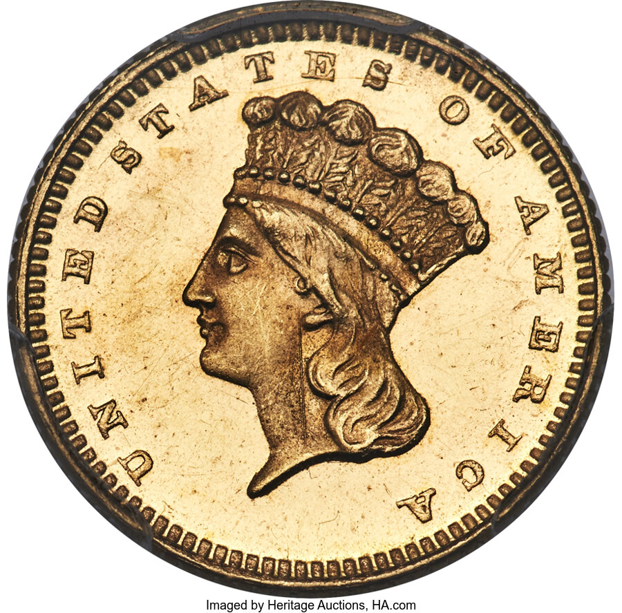 image for: 1873 G$1 Closed 3 MS63 Prooflike PCGS....