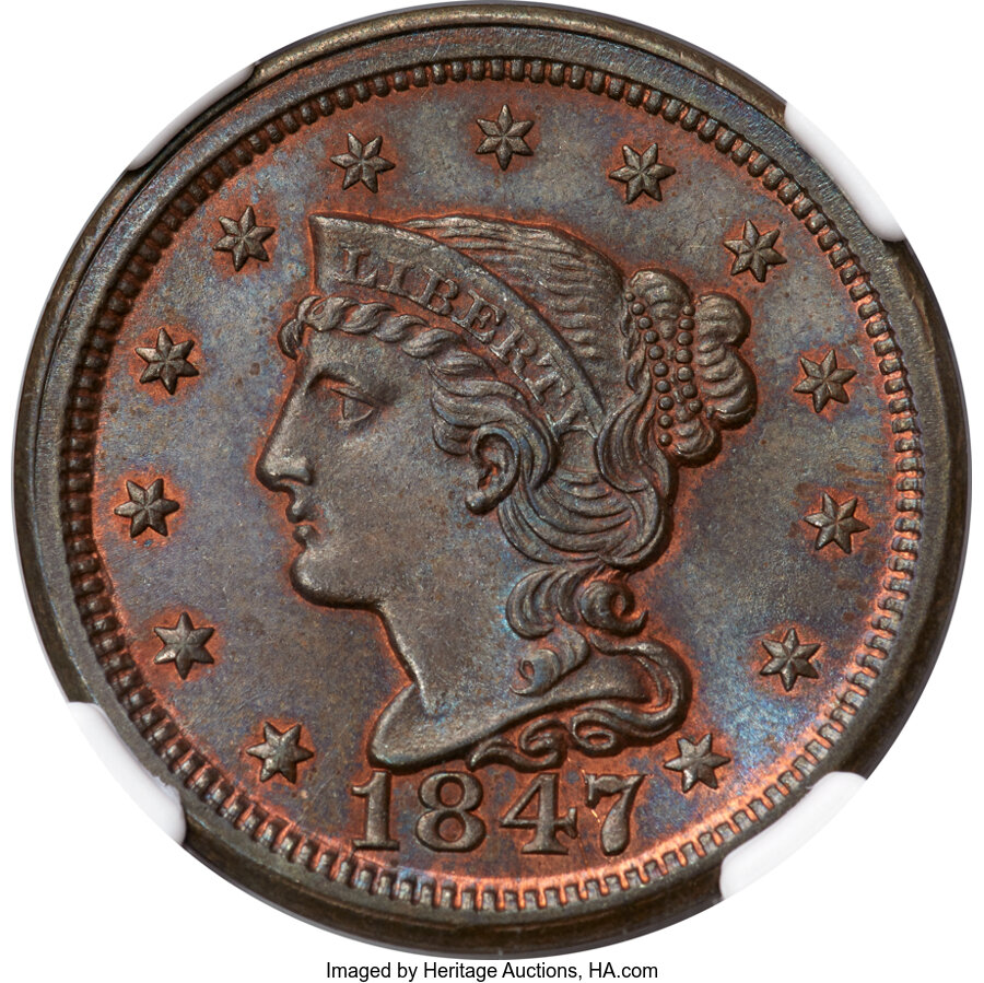 1847 Braided Hair Large Penny Values Prices The Greysheet