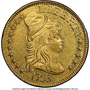 image for: 1795 $5 Small Eagle, BD-12, High R.6 AU58 PCGS....
