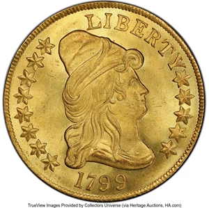 image for: 1799 $10 Large Obverse Stars, BD-10, R.3, MS66 PCGS....