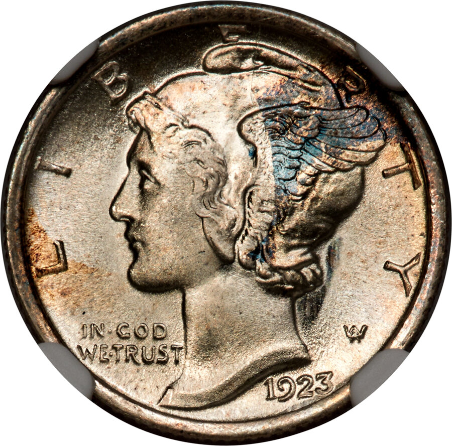 1923 10C MS68+ Full Bands NGC....