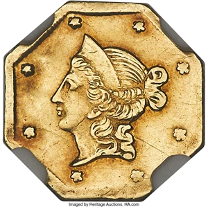 image for: 1854 $1 Liberty Octagonal 1 Dollar, BG-529, R.8, AU58 NGC....