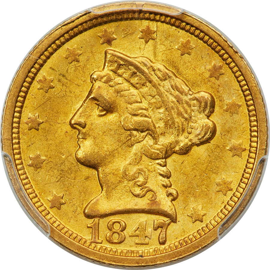 1847-O $2 1/2 MS63 PCGS. Variety 2....