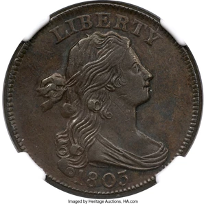 image for: 1803 1C Small Date, Small Fraction, S-252, B-11, R.2, AU55 NGC....