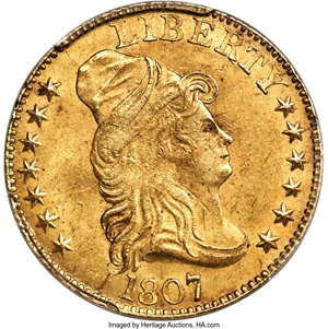 image for: 1807 $5 Bust Right, BD-4, High R.4, MS64 PCGS....