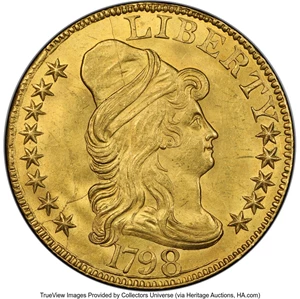 image for: 1798 $5 Large Eagle, Large 8, 13 Stars Reverse, BD-2, R.5, MS65 PCGS....