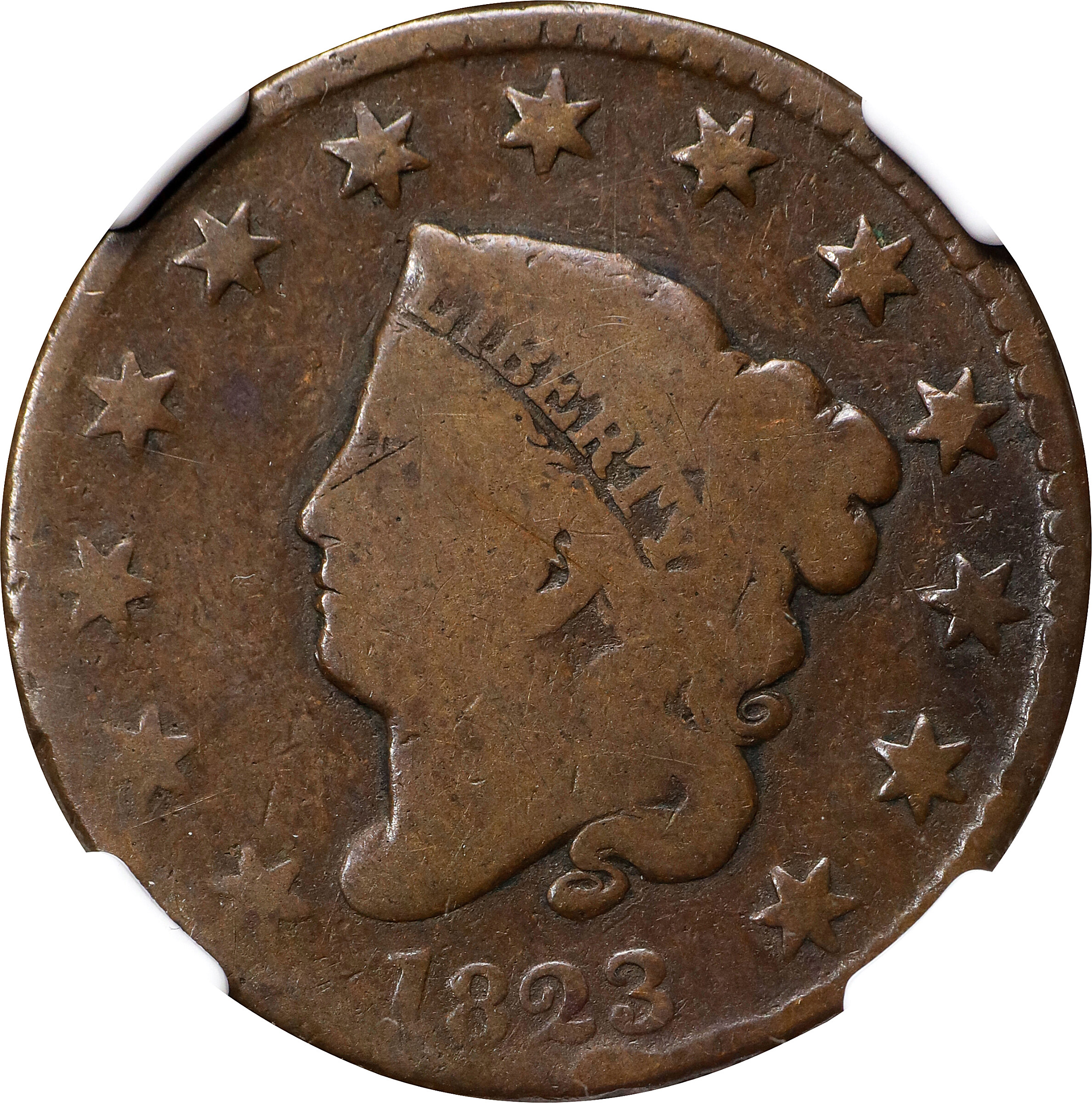 1823 Matron Head Cent. N-2. Good-4 BN (NGC).
