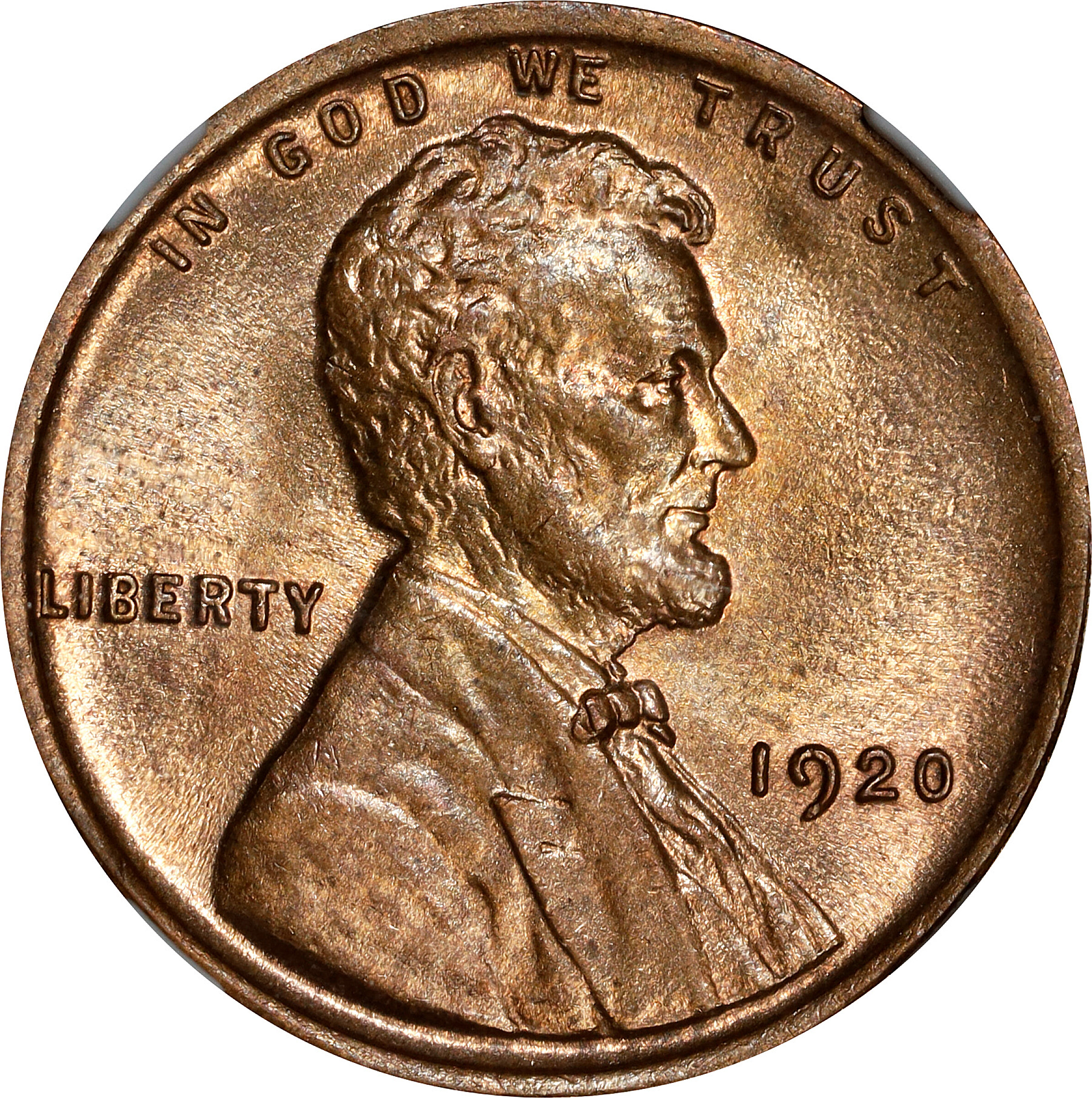 1920 Lincoln Cent. MS-64 RB (NGC).