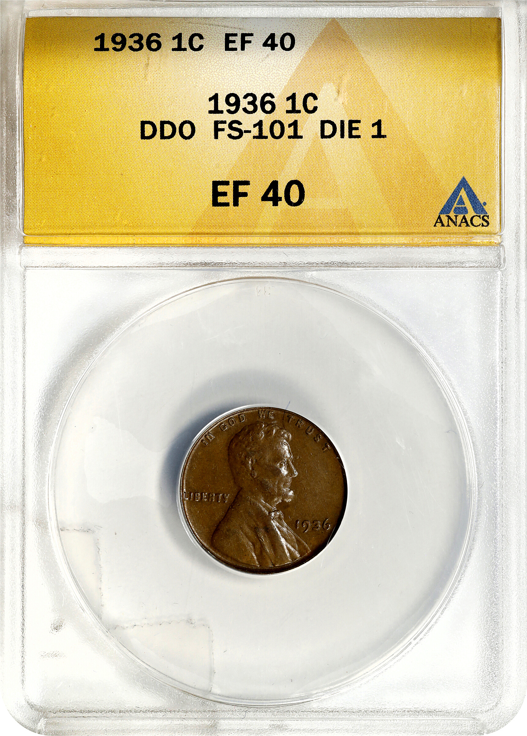 1936 1c Doubled Die Obverse, Type 1 MS BN G6 BN CAC thumbnail 17