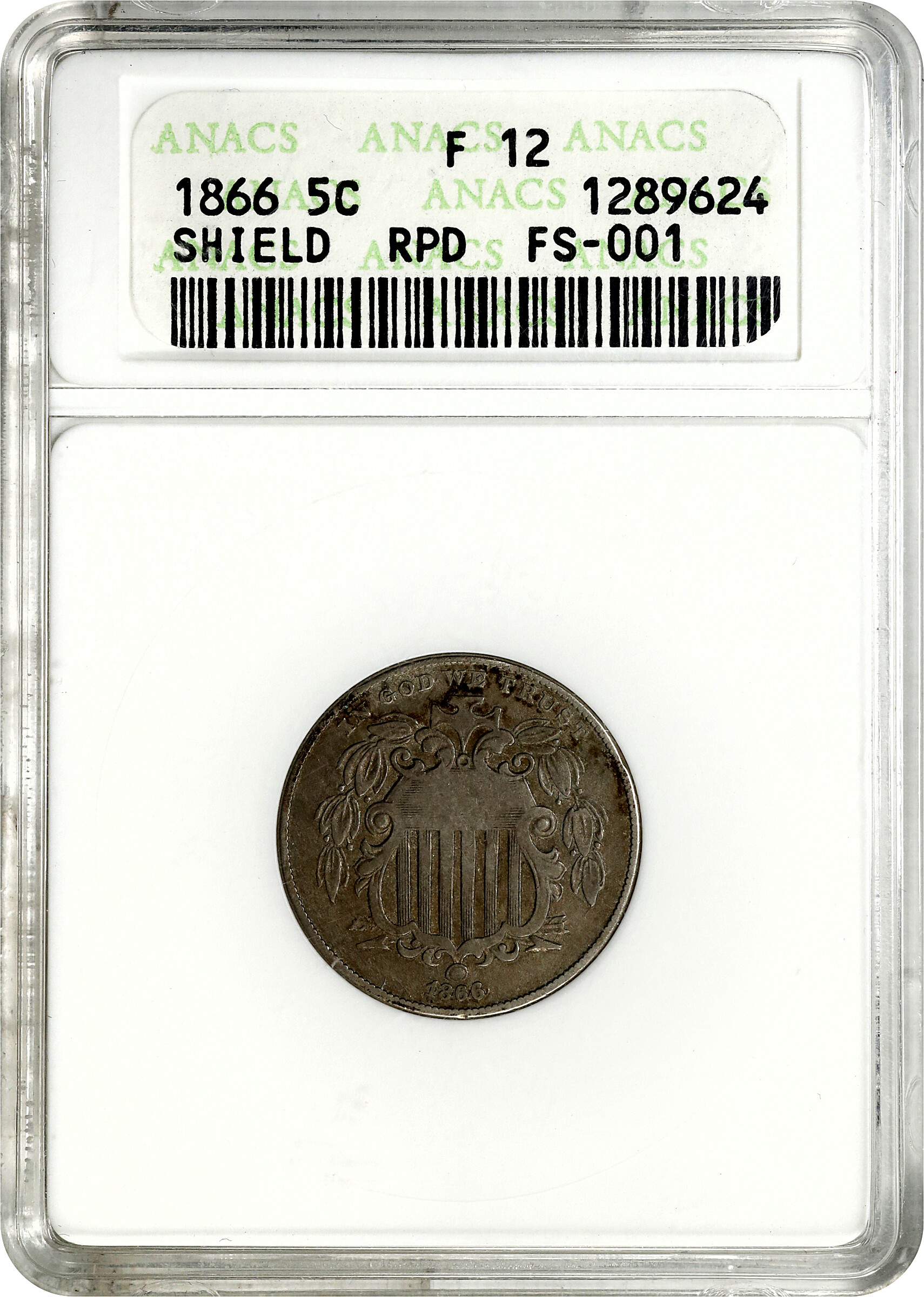 1866/1866 5c Rays, Repunched Date, FS-301 G4 CAC thumbnail 7