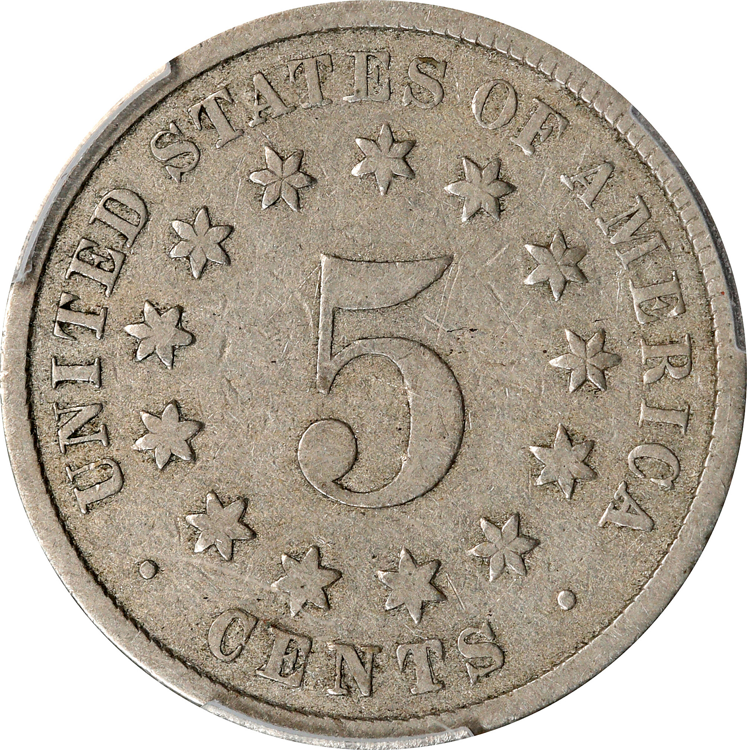 Shield Nickel 5c No Rays, 1867-1883 [Type] VG10 CAC thumbnail 2