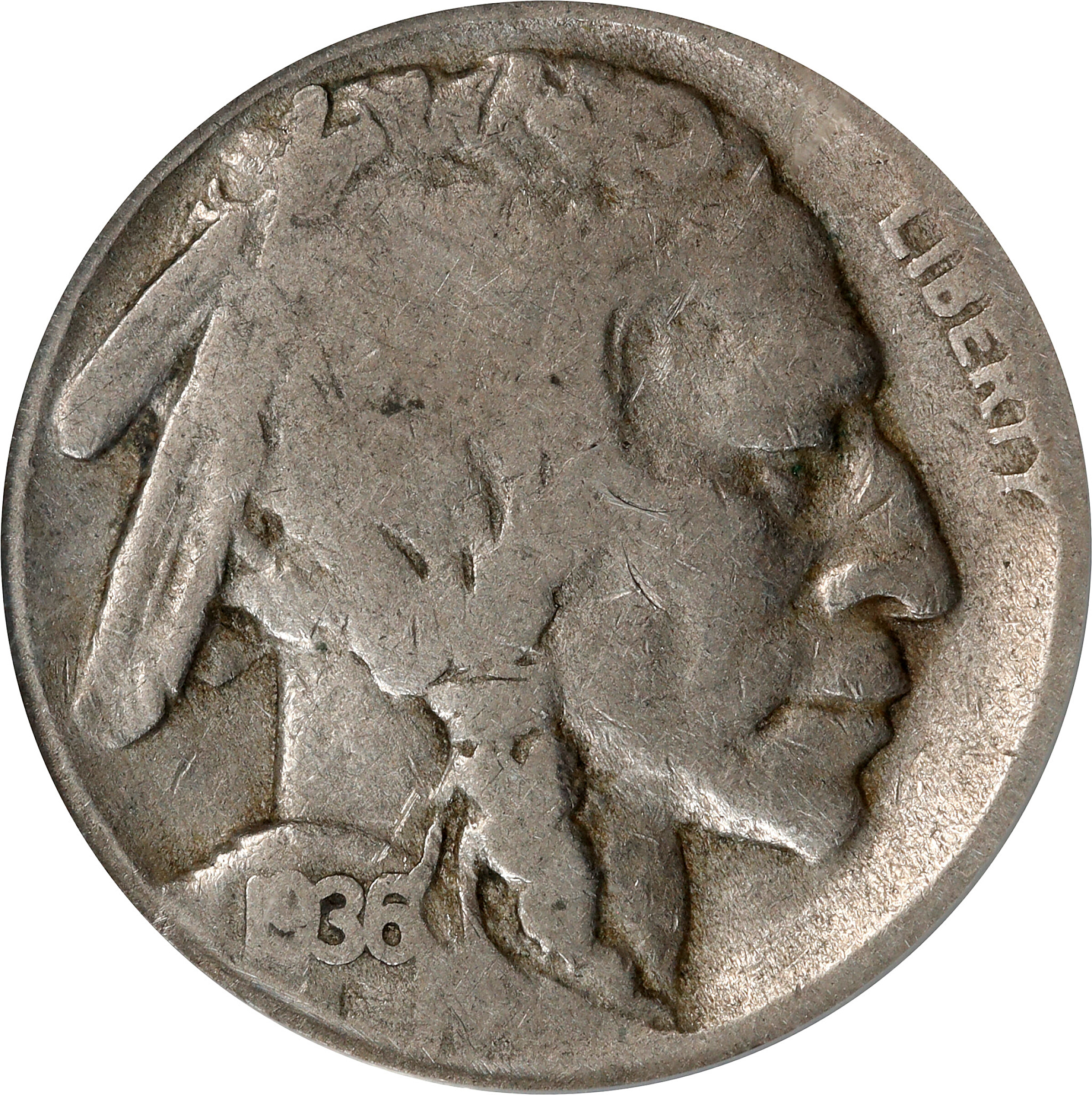 1936-D 5c 3 1/2 Legs AG3 thumbnail 2