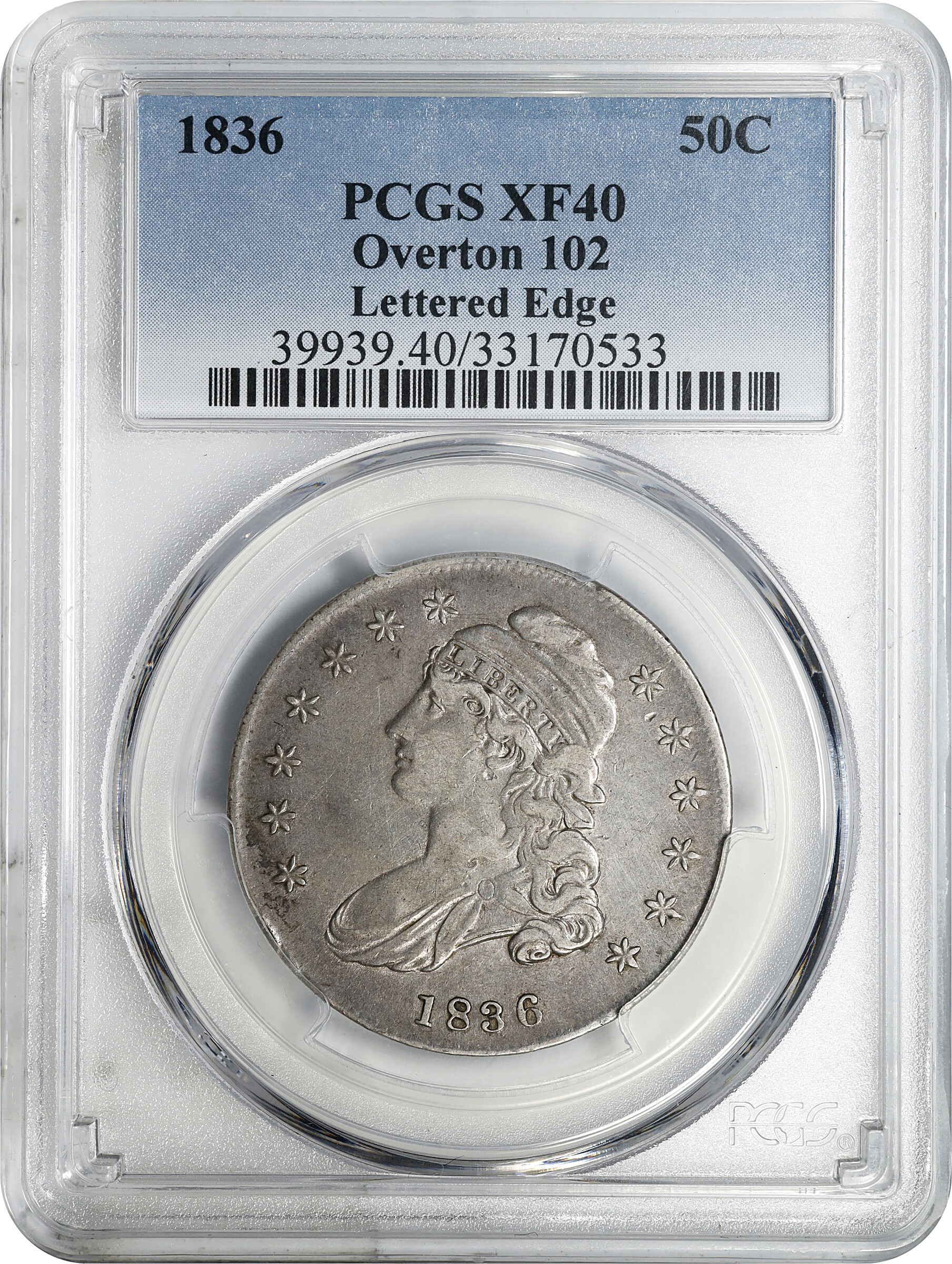 1836 50c Lettered Edge, O-102 G4 CAC thumbnail 13