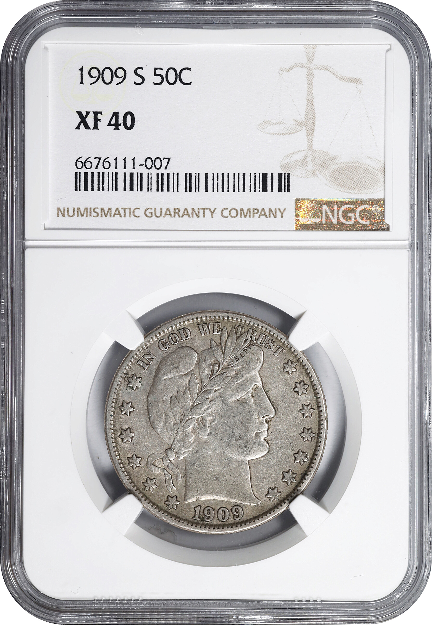 1909-S 50c XF40 thumbnail 3