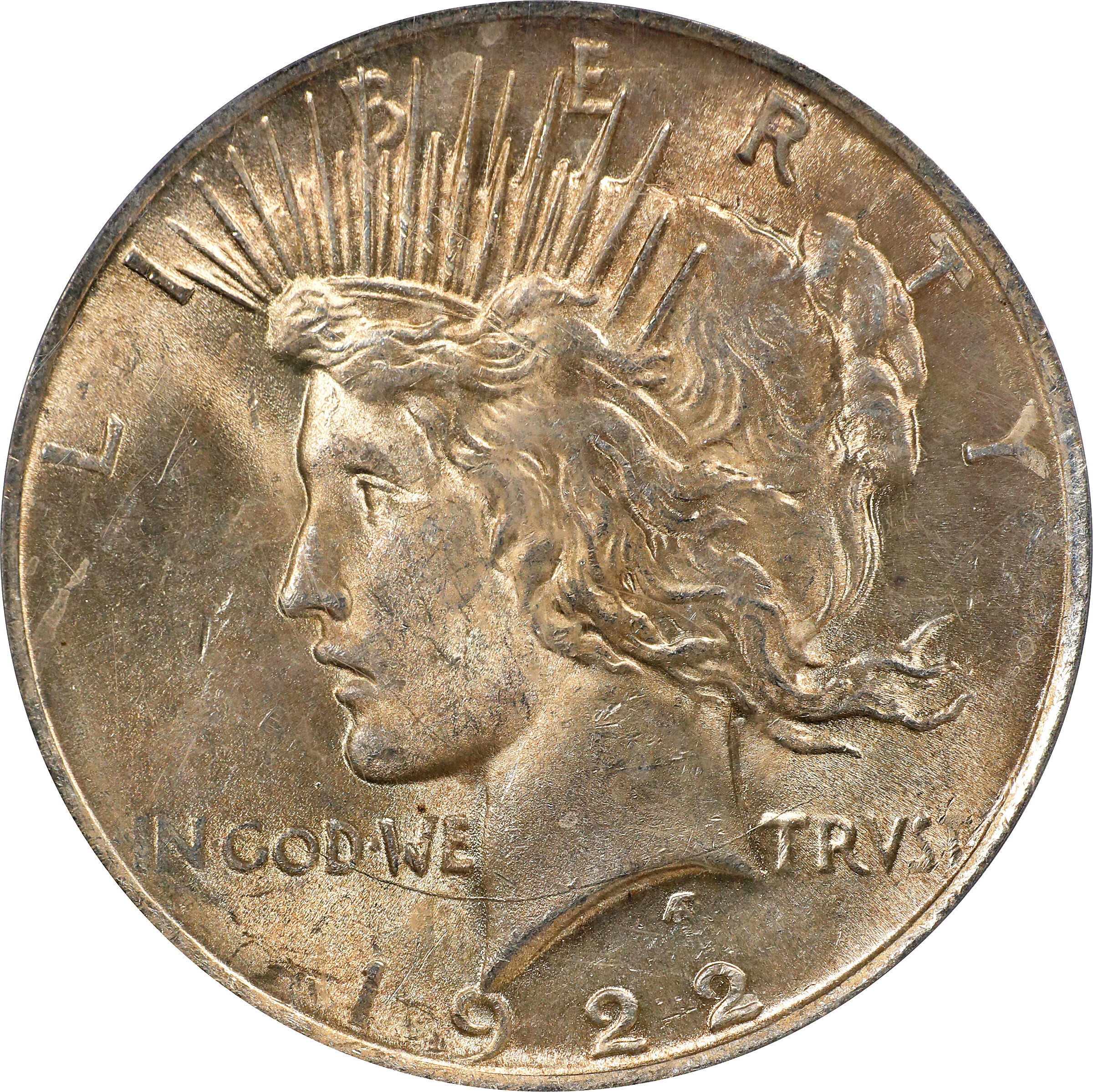 1922 Peace Silver Dollar. VAM-2E. Top 50 Variety. Wing Break. MS-62 (PCGS).