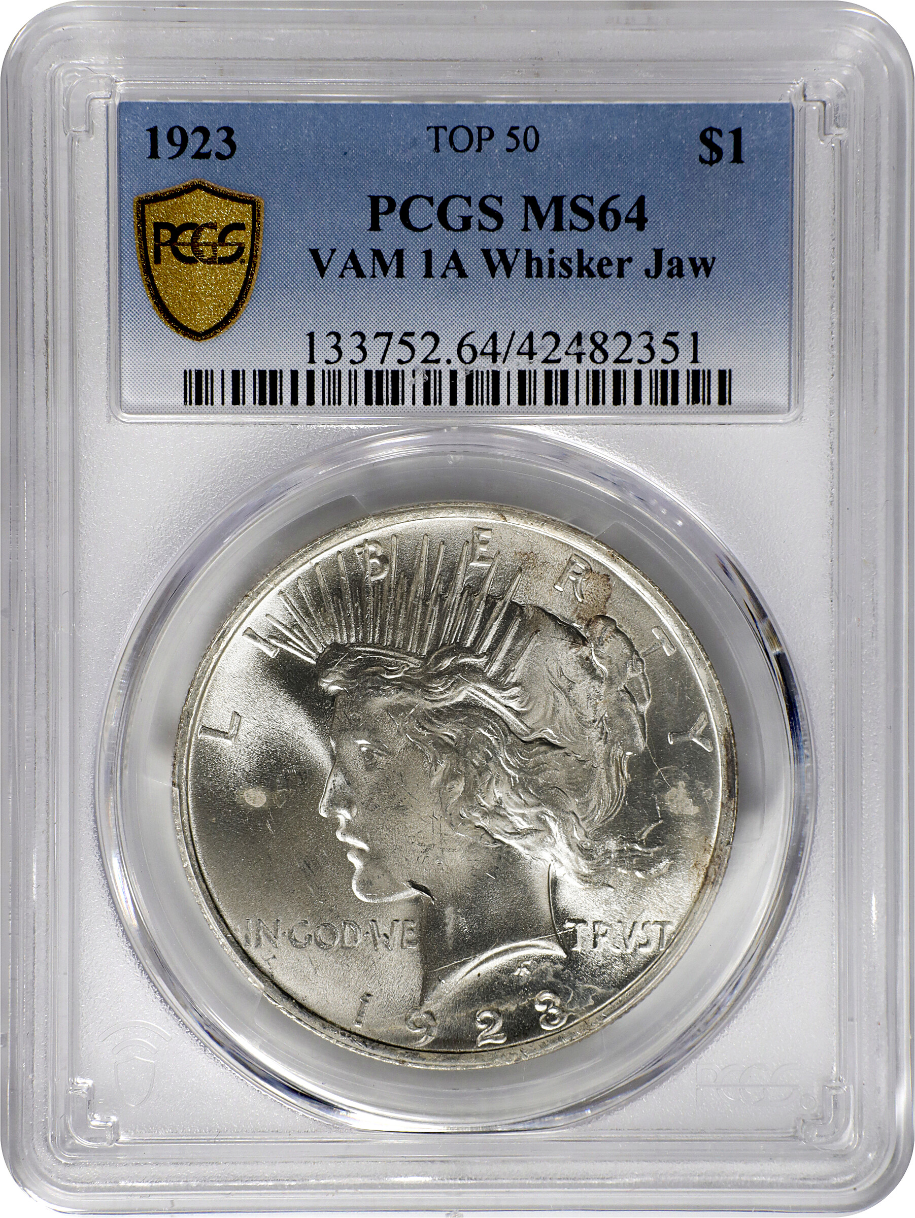 1923 $1  Whisker Jaw, VAM-1A1 MS64 thumbnail 7