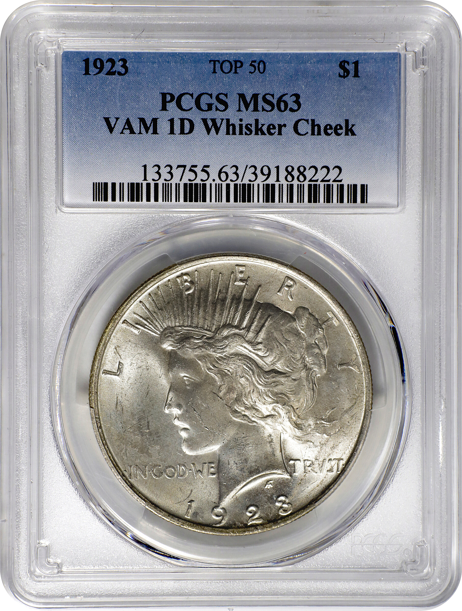 1923 $1  Whisker Cheek, VAM-1D MS63 CAC thumbnail 6