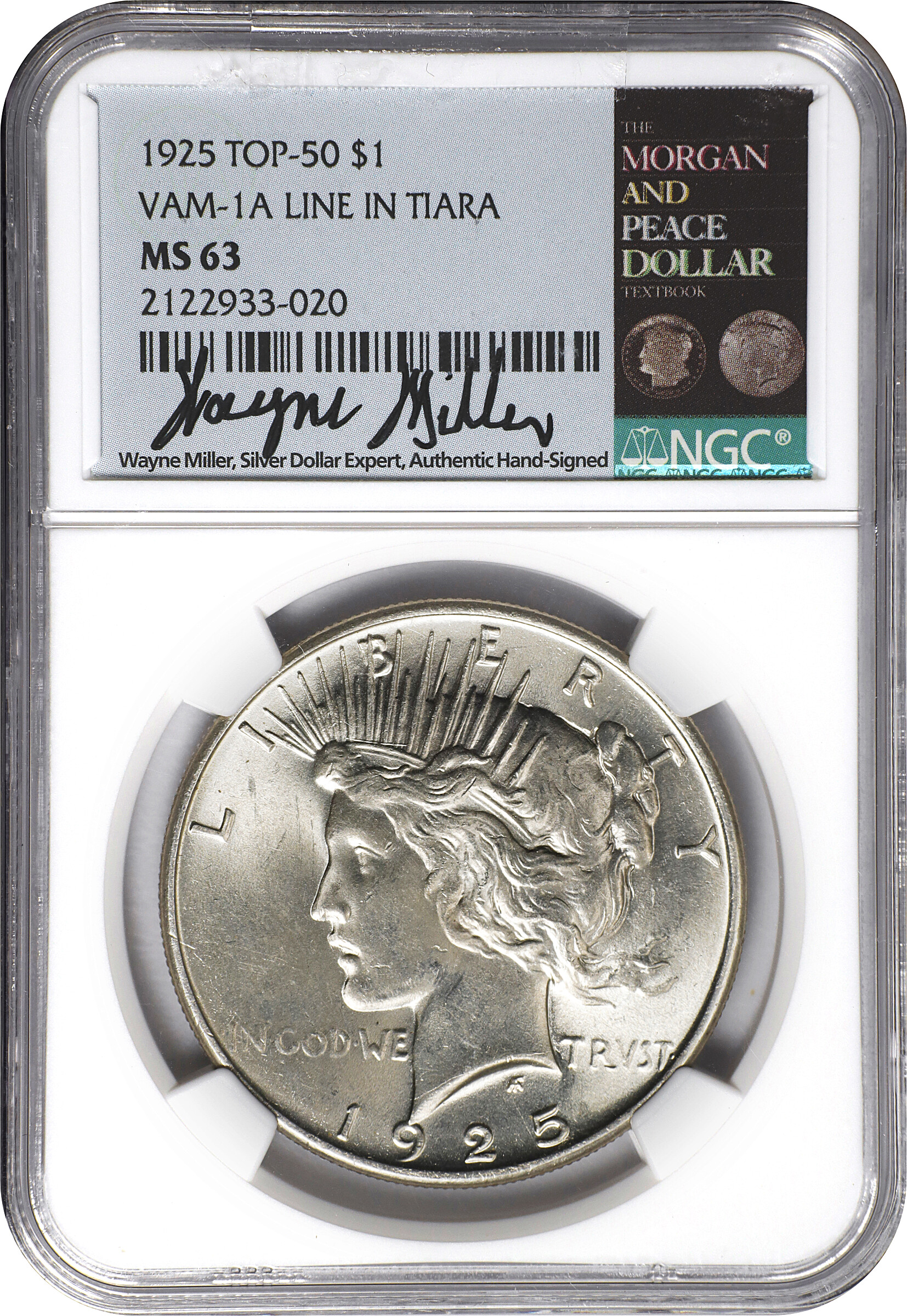 1925 $1  Tiara Die Gouge, VAM-1A1 AU50 thumbnail 10