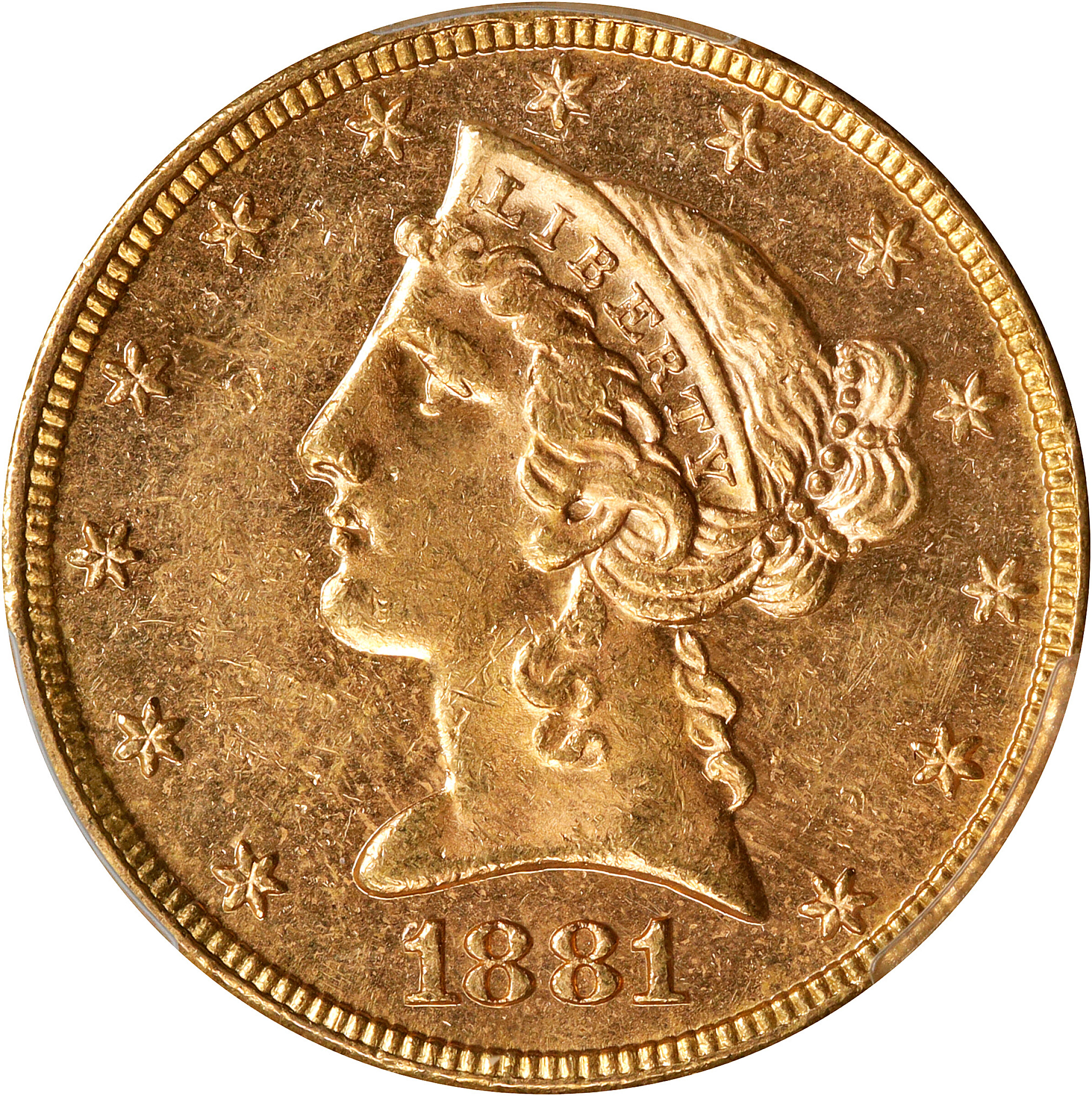 image for: 1881 Liberty Head Half Eagle. MS-62 PL (PCGS).