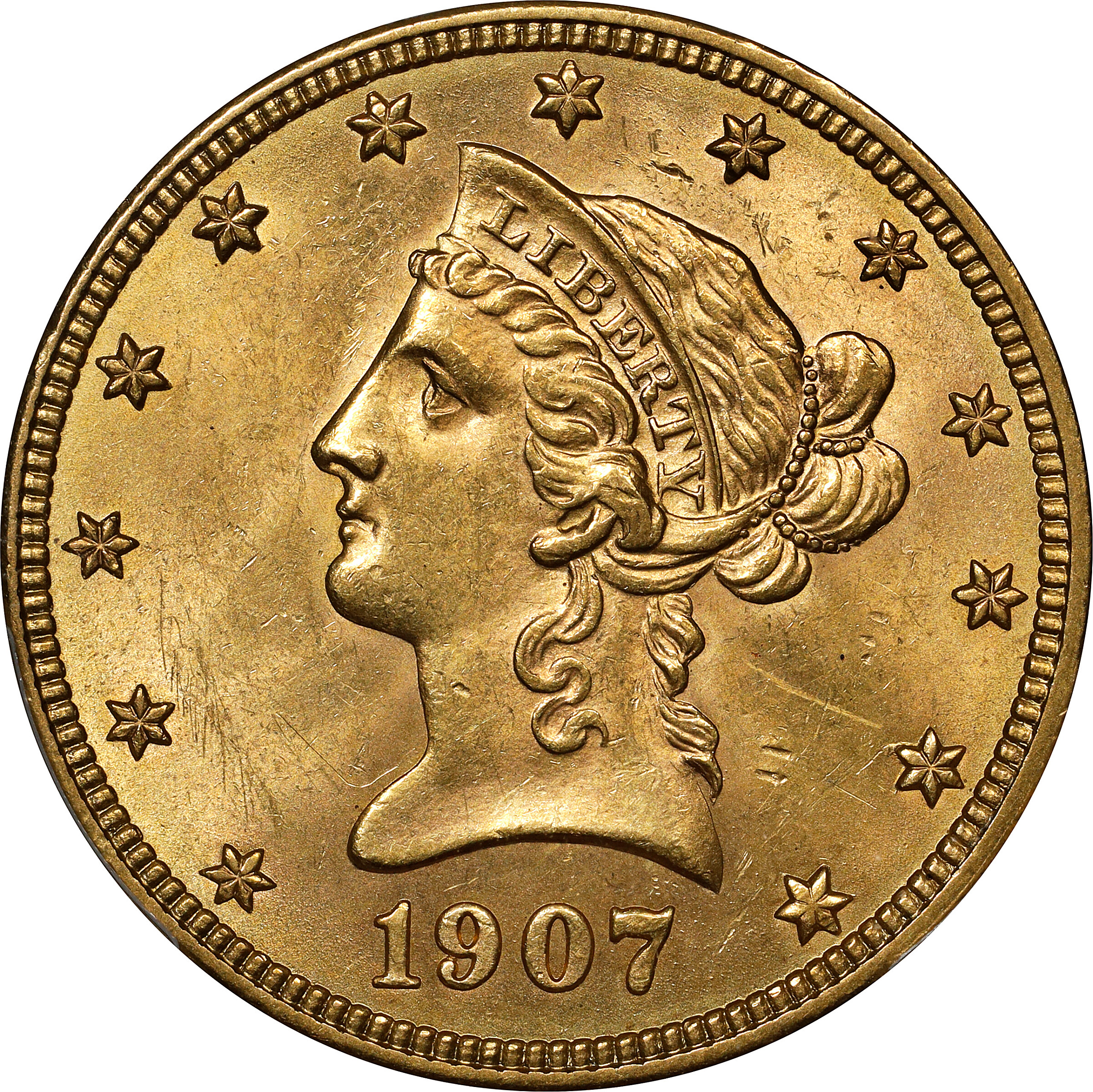 1907-D Liberty Head Eagle. MS-62 (PCGS).