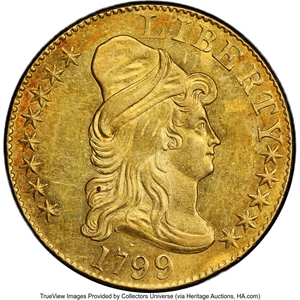 image for: 1799 $5 Small Reverse Stars, BD-2, High R.5, MS62 PCGS....