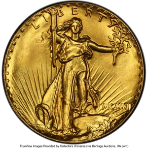 image for: 1907 $20 Ultra High Relief, Inverted Edge Lettering, PR69 PCGS. Judd-1909, Pollock-2003, JD-4, High R.7....