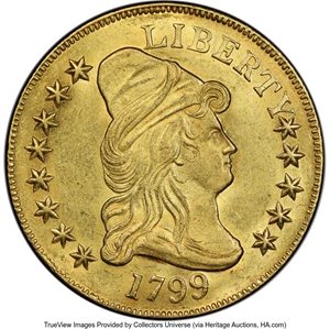 image for: 1799 $10 Small Obverse Stars, BD-8, R.5, MS62 PCGS....