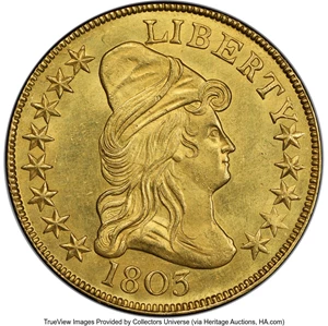image for: 1803 $10 Large Reverse Stars, Star on Cloud, BD-5, High R.4, MS63 PCGS....
