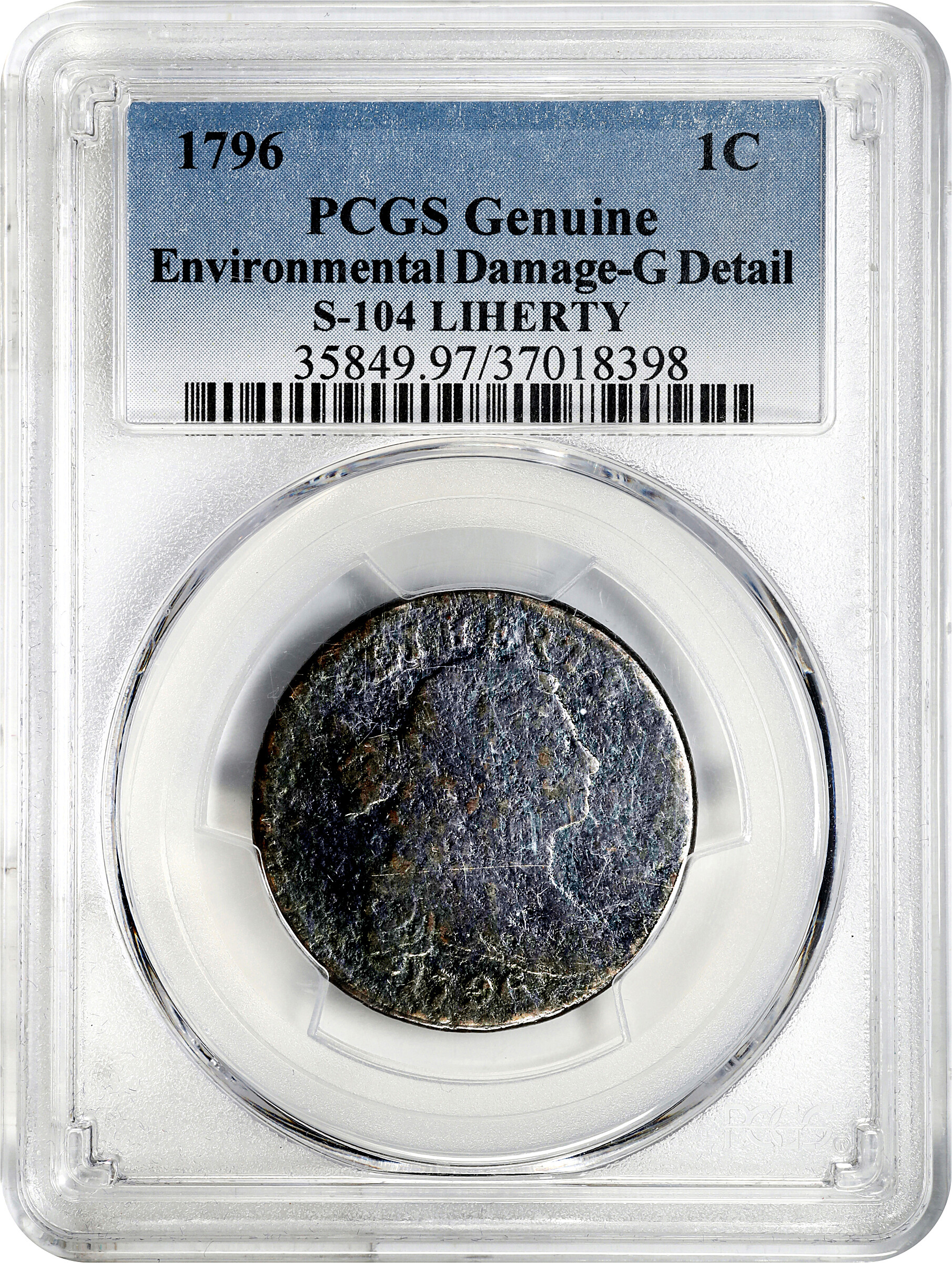 1796 1c LIHERTY, Rev of 1797, S-104  MS BN thumbnail 11