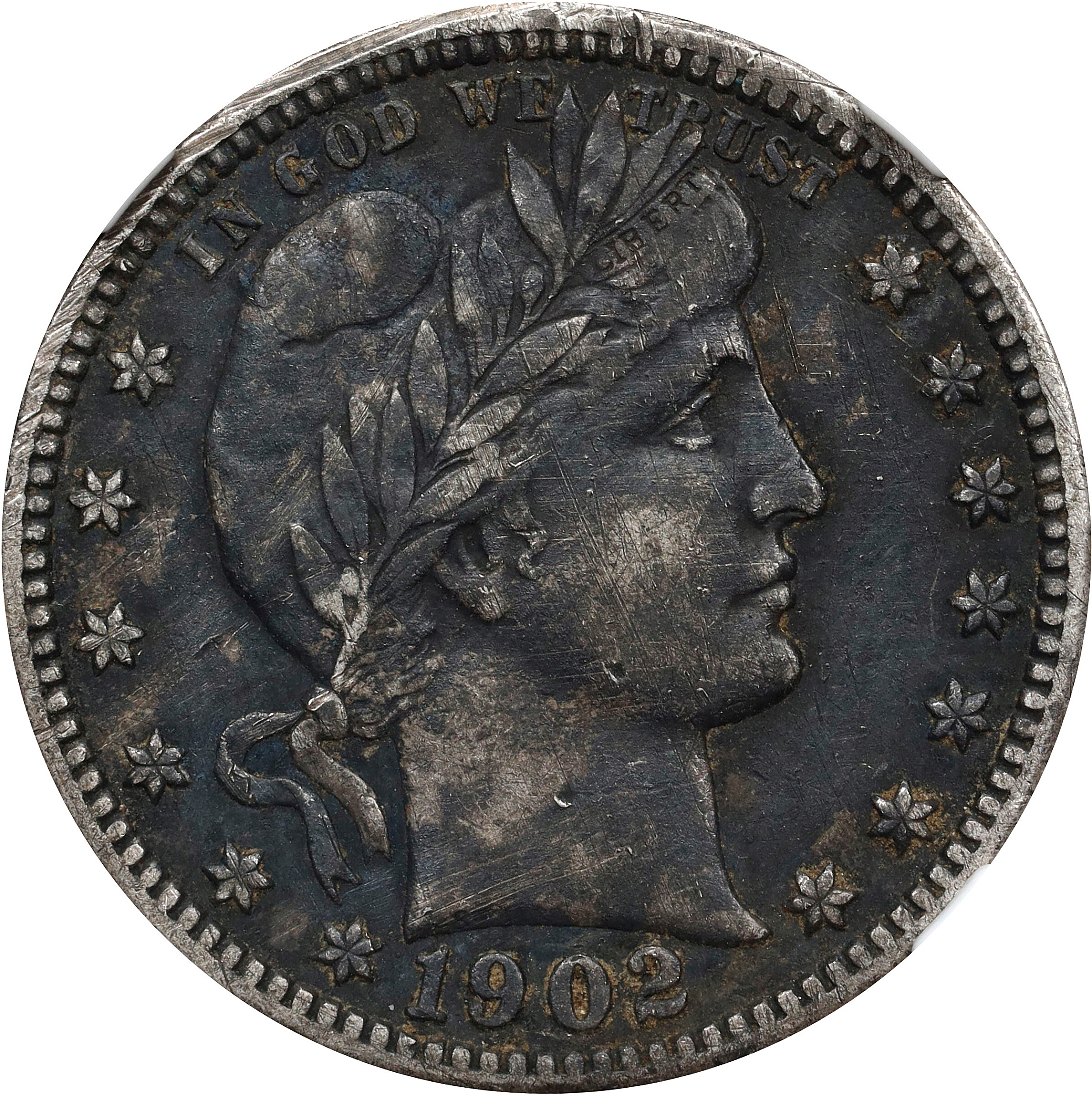 1902-S Barber Quarter. EF Details--Environmental Damage (NGC).