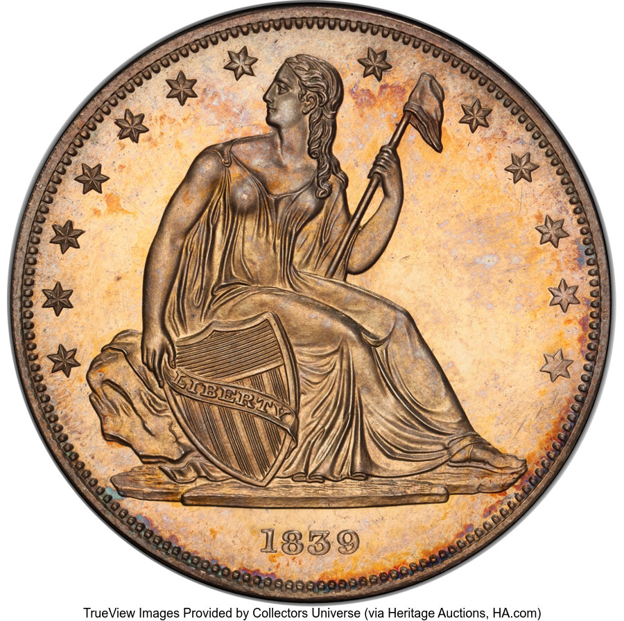 1839 P$1 Name Omitted, Judd-104 Restrike, Pollock-116, R.3, PR65 PCGS....