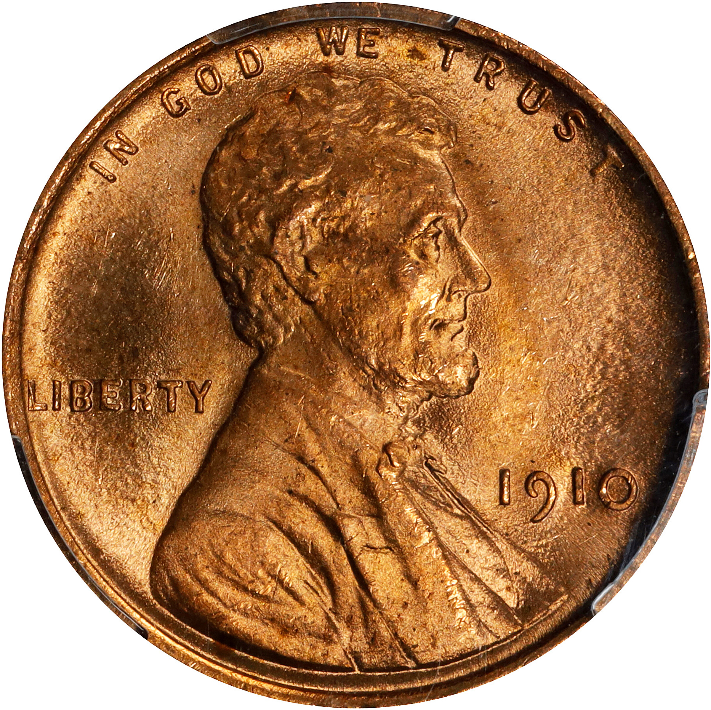 1910 Lincoln Cent. MS-64 RD (PCGS).