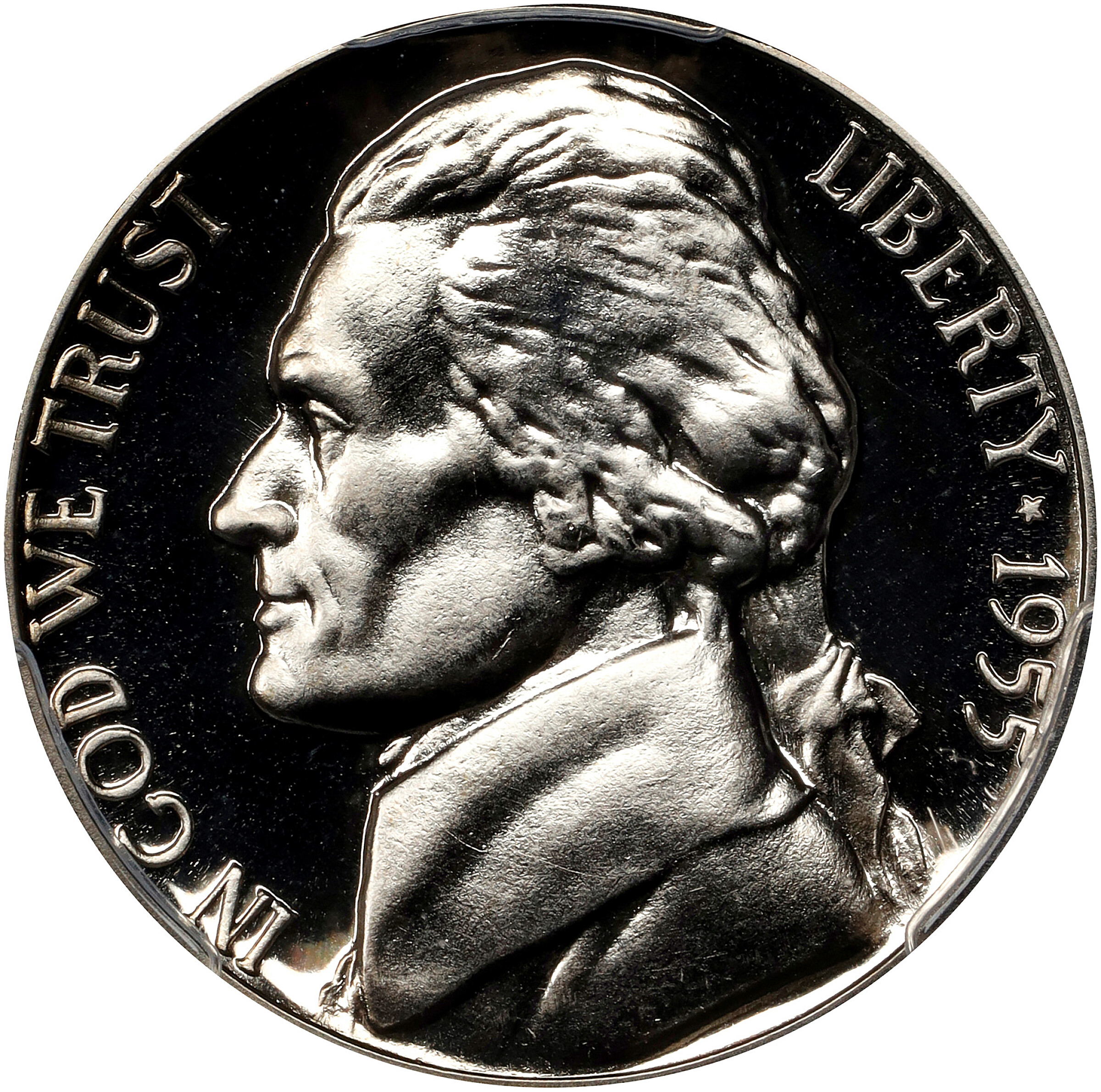1955 Jefferson Nickel. FS-801. Tripled Die Reverse. Proof-67 (PCGS).