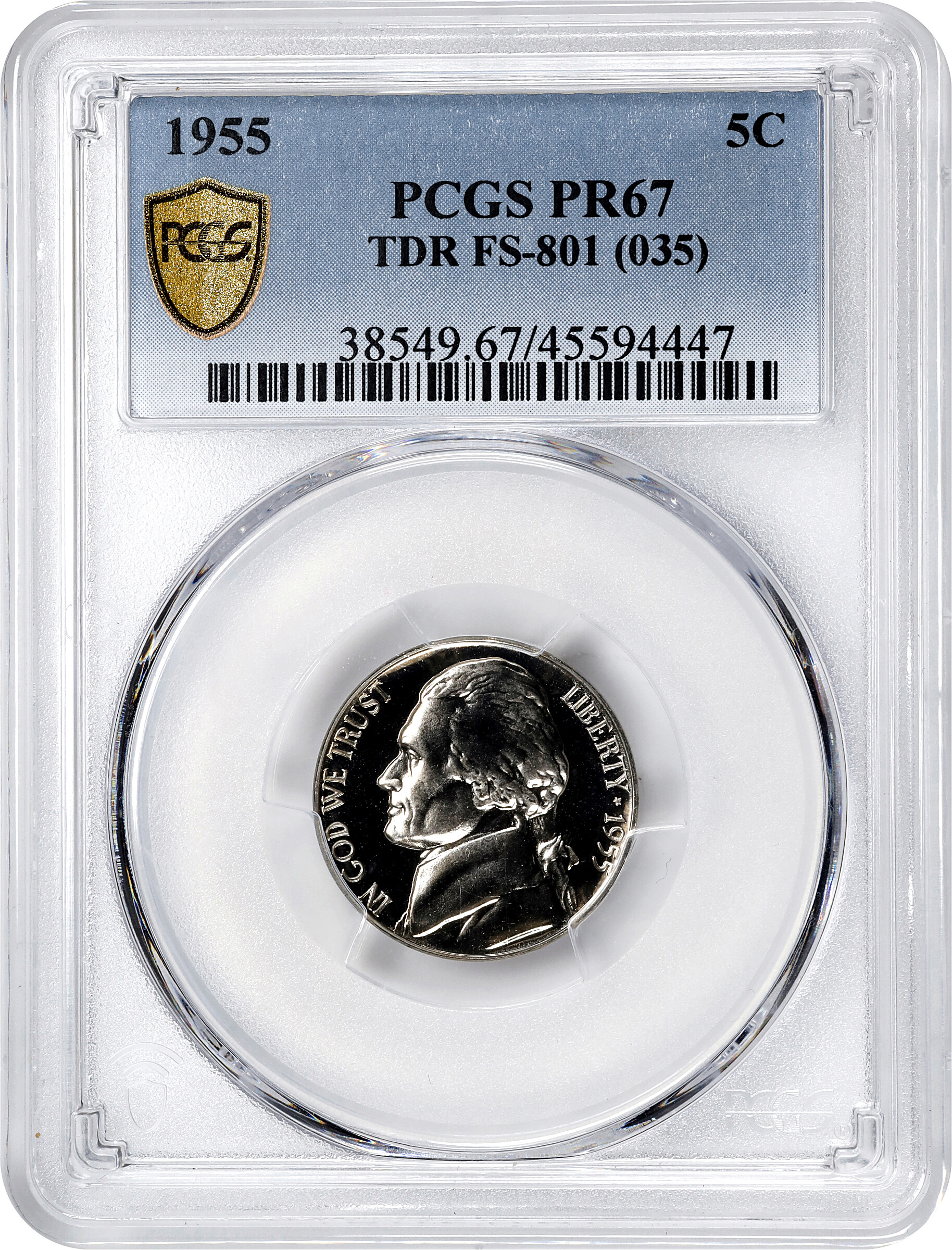1955 5c Tripled Die Reverse, FS-801 PR66 thumbnail 5