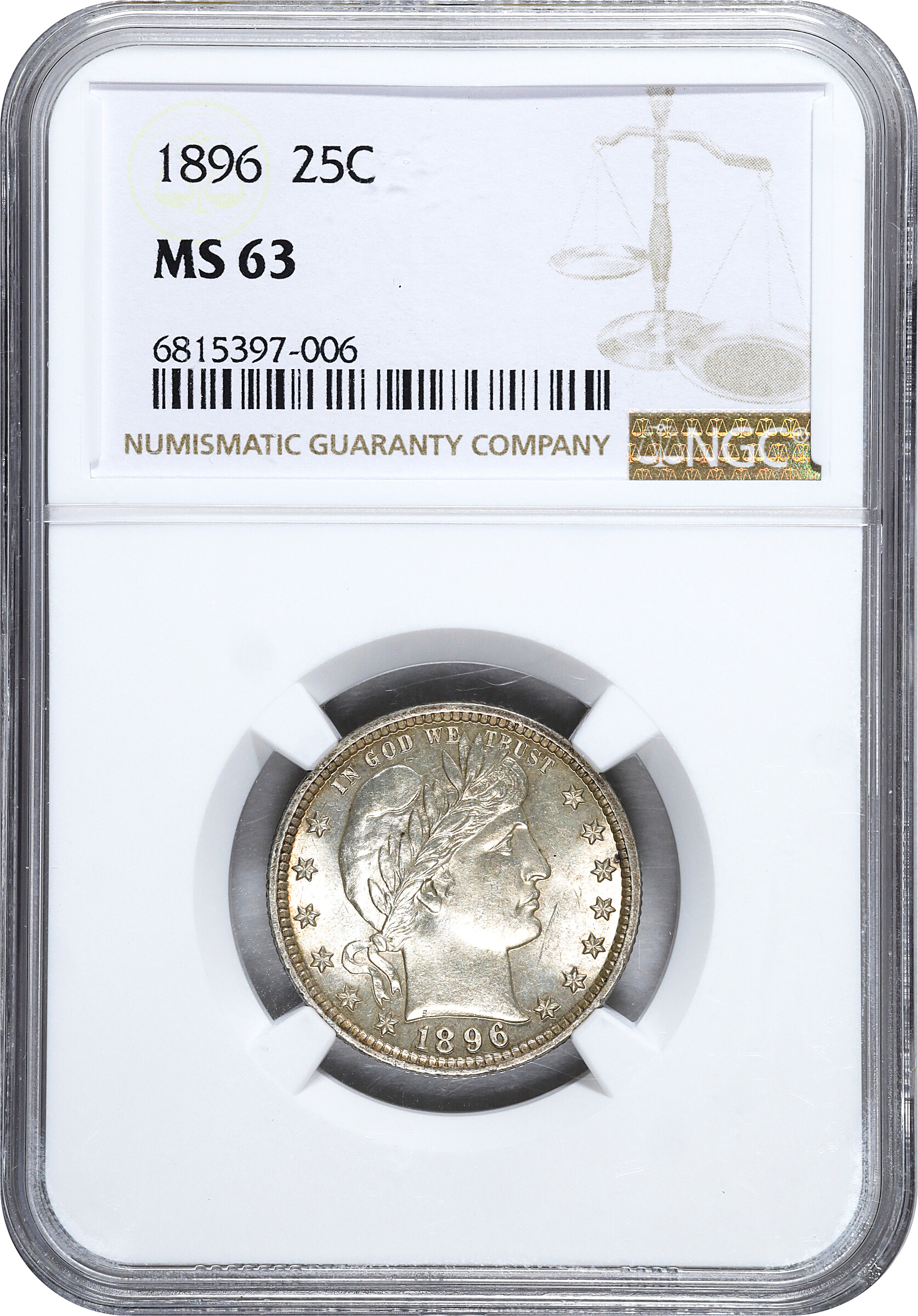 1896 25c MS63 CAC thumbnail 3