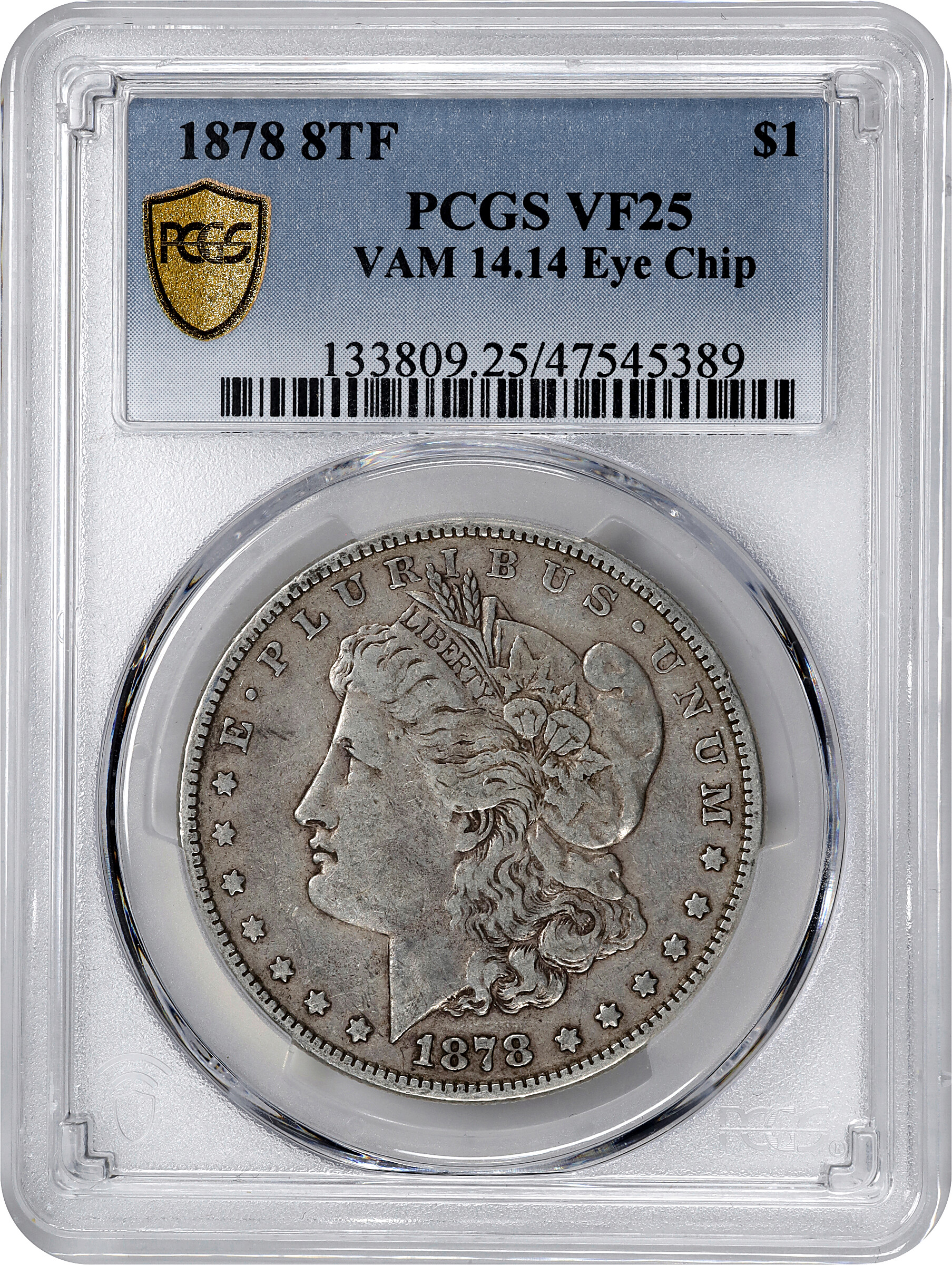 1878 8TF $1  Eye Chip, VAM-14.14 F15 thumbnail 3