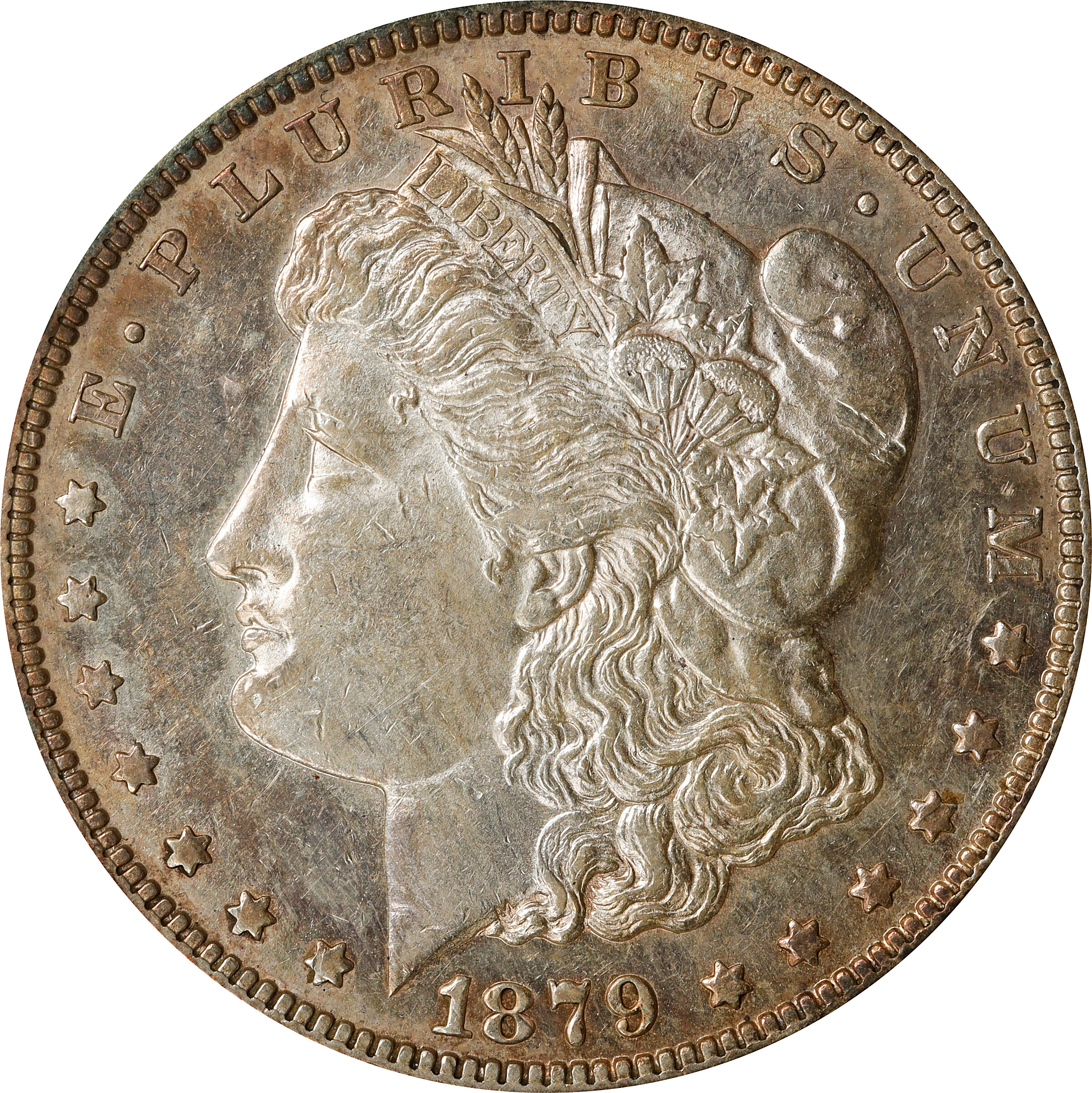 1879-S Morgan Silver Dollar. VAM-39. Top 100 Variety. Reverse of 1878. AU-55 (ANACS).