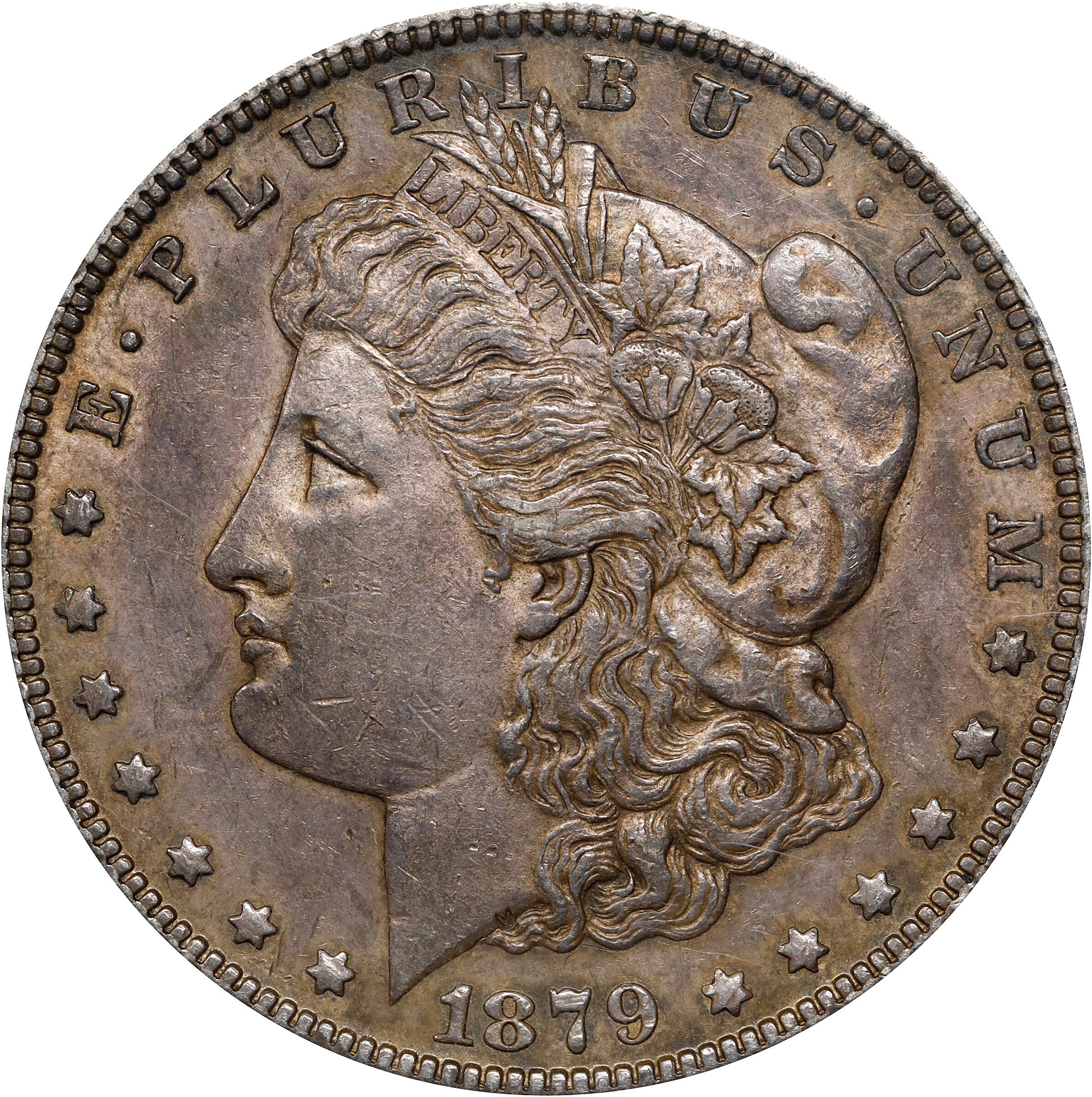 1879-S Morgan Silver Dollar. VAM-39. Top 100 Variety. Reverse of 1878. AU-55 (ANACS).