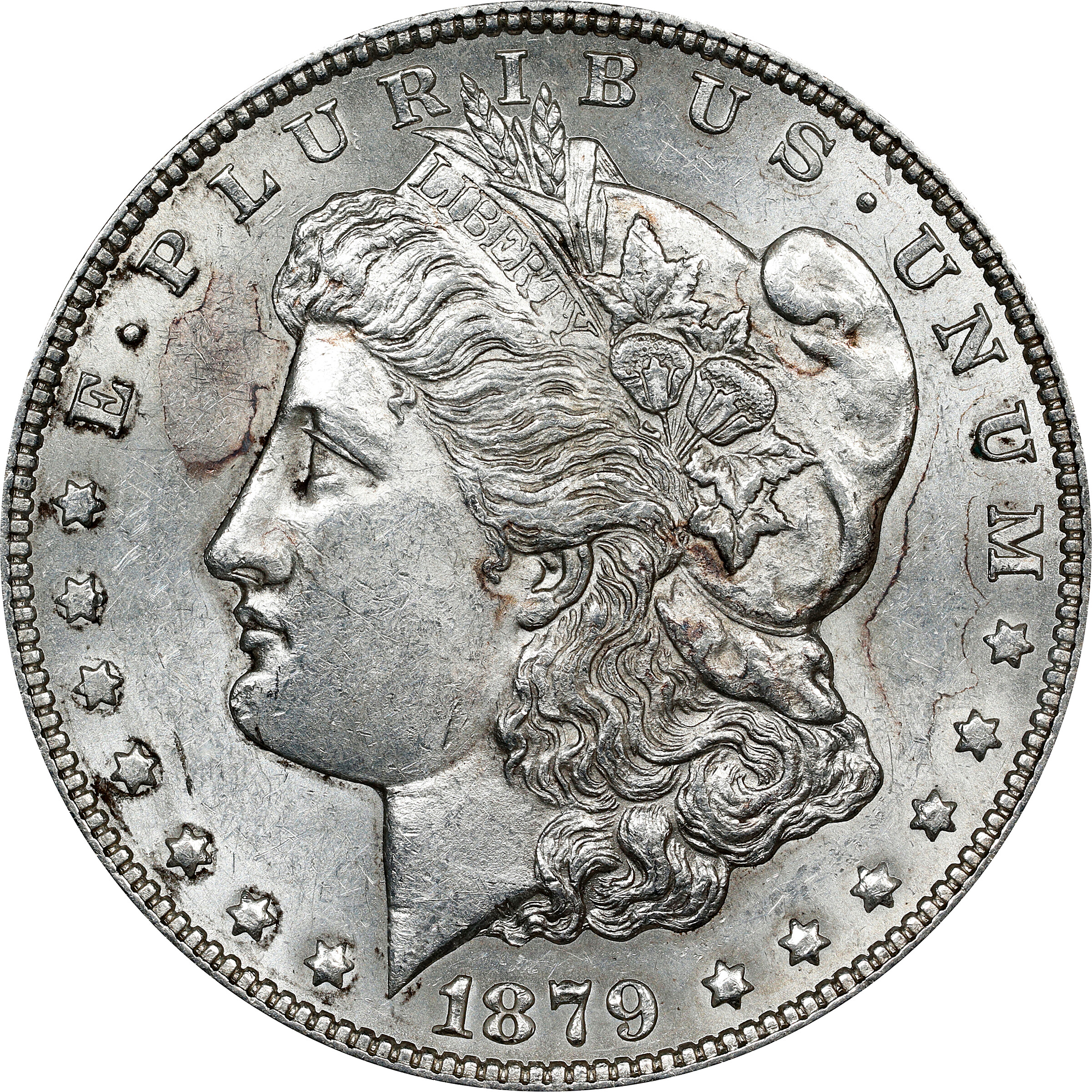 1879-S Morgan Silver Dollar. VAM-52. Top 100 Variety. Reverse of 1878. AU-55 (ANACS).